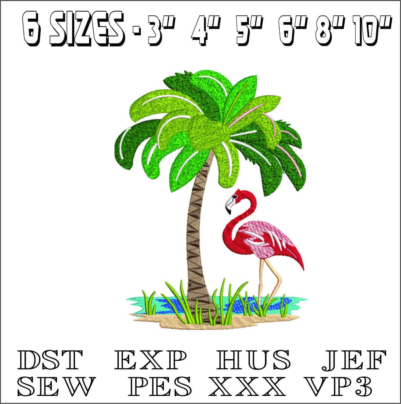 Tree and flamingo-Elegant embroidery design file - instant download — view 2