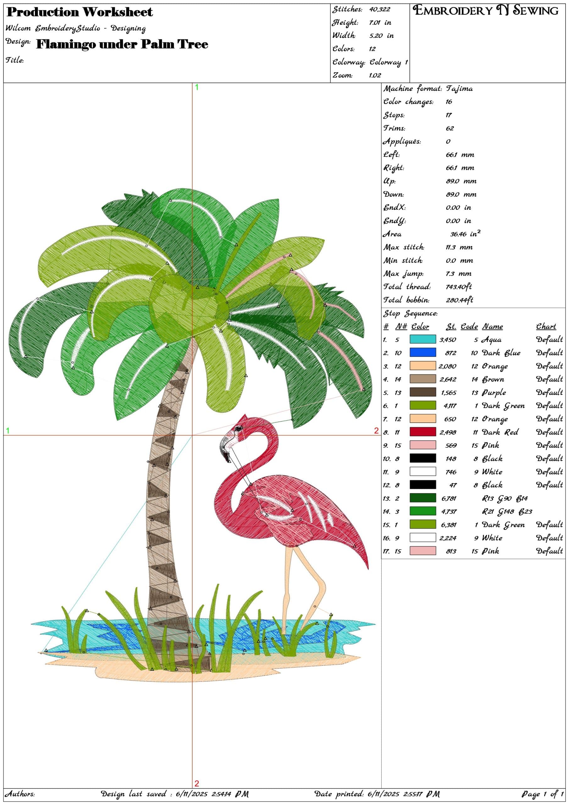 Tree and flamingo-Elegant embroidery design file - instant download — view 3