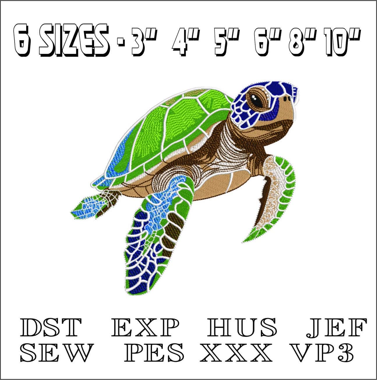 Turtle-Elegant embroidery design file - instant download — view 2