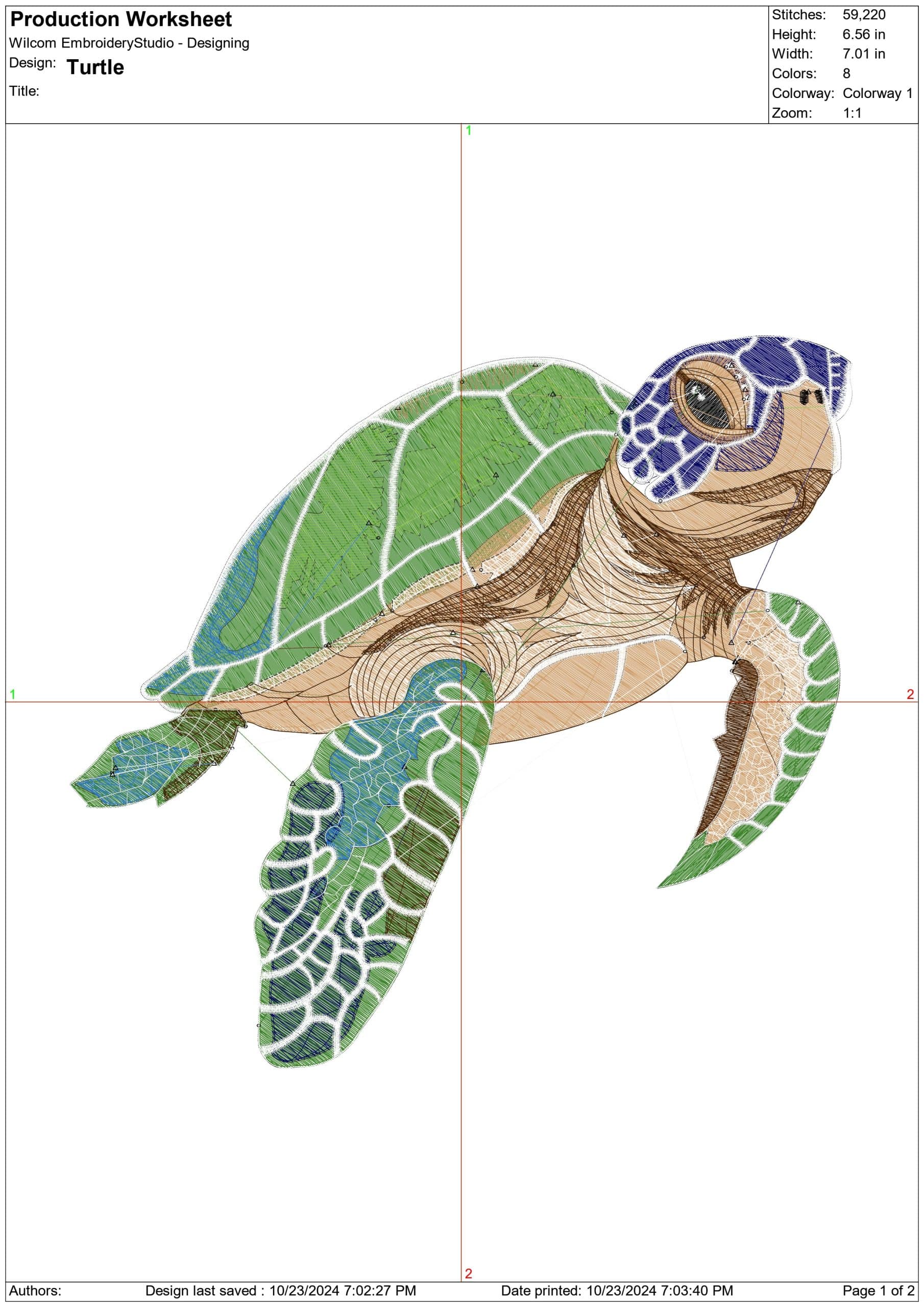 Turtle-Elegant embroidery design file - instant download — view 3