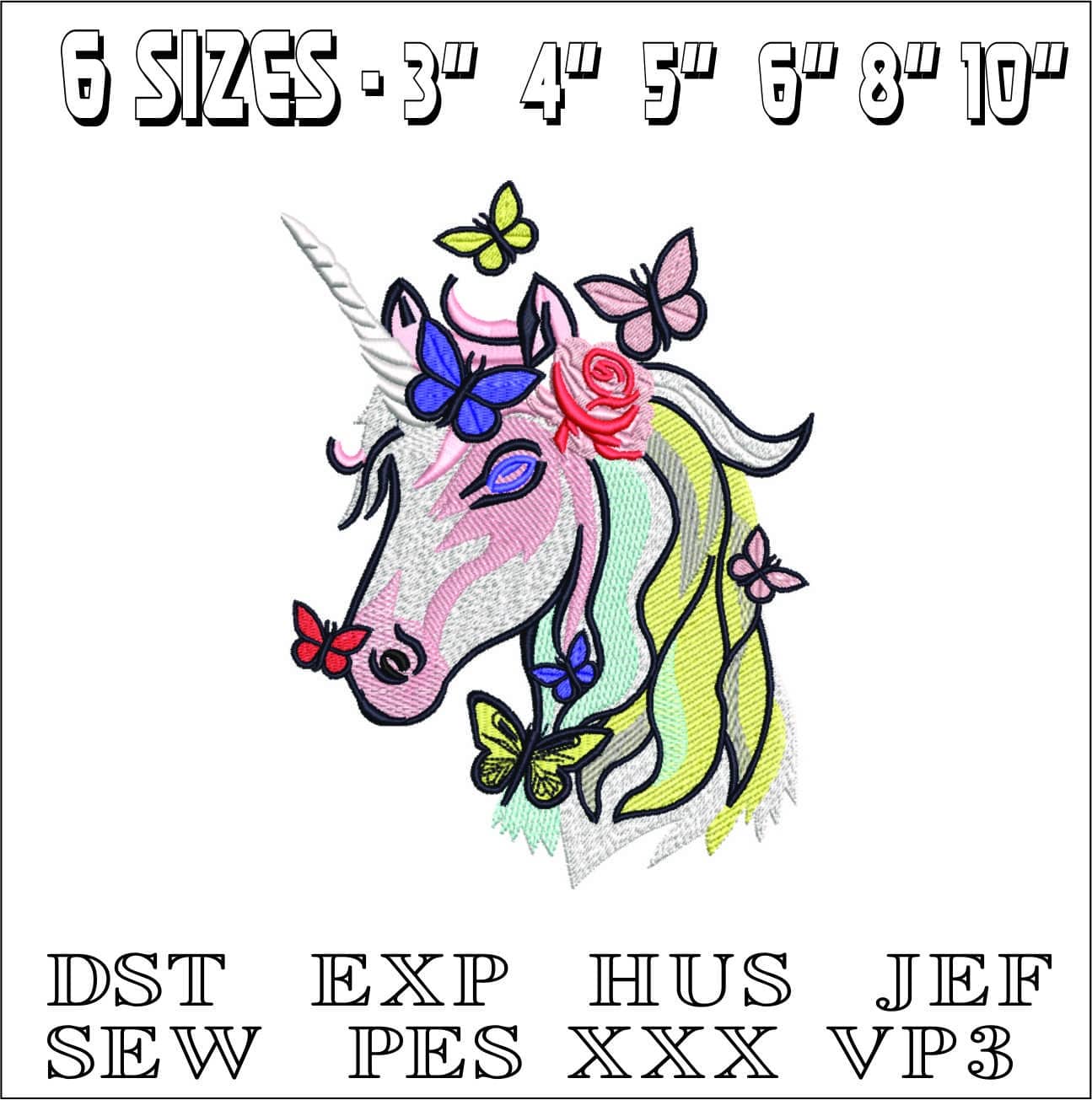 Unicorn Head-Elegant embroidery design file - instant download — view 2