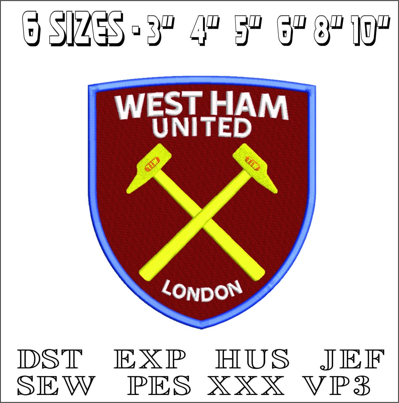 West Ham United Football Club-Elegant embroidery design file - instant download — view 2