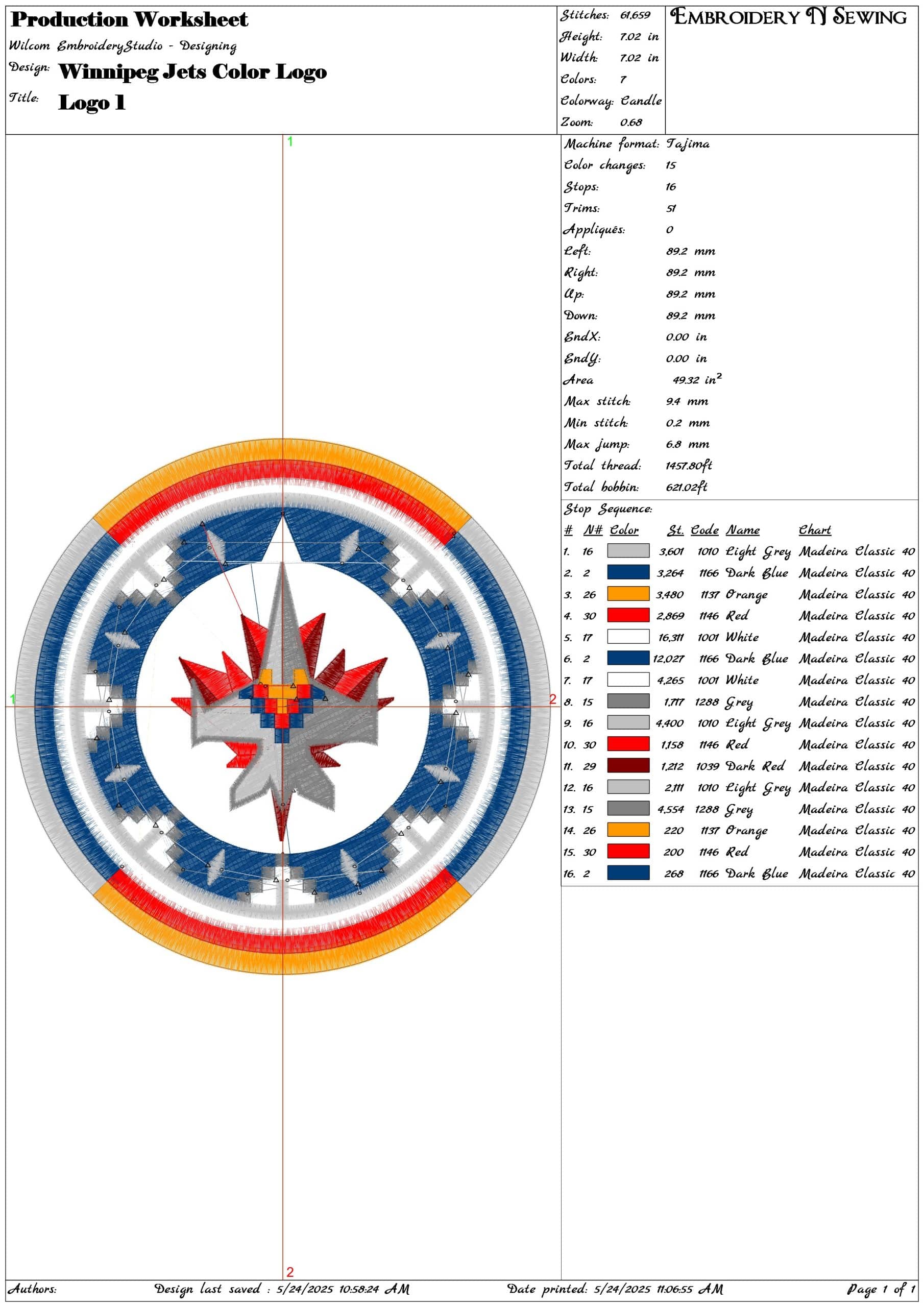 Winnipeg Jets Color Logo-Elegant embroidery design file - instant download — view 3