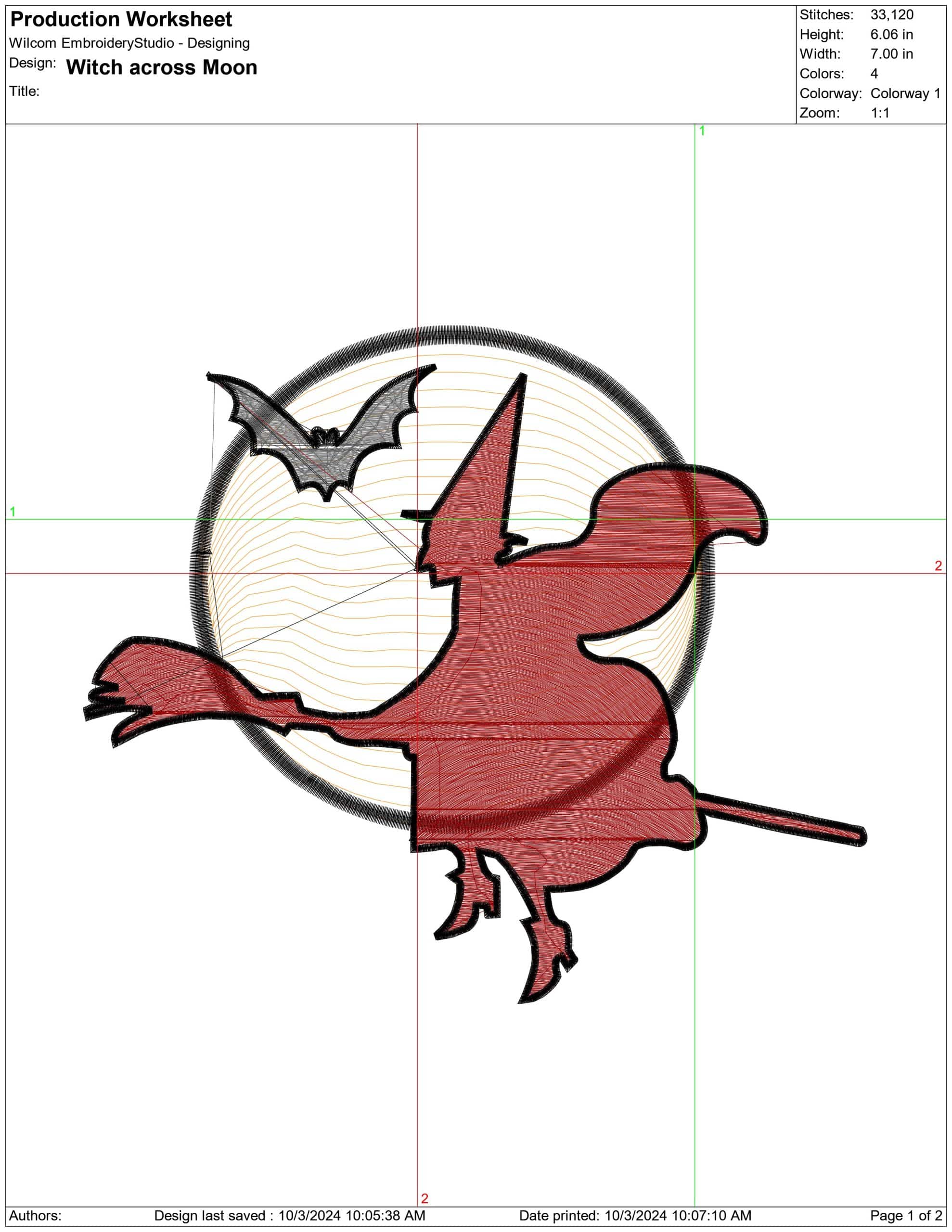 Witch across Moon-Elegant embroidery design file - instant download — view 4