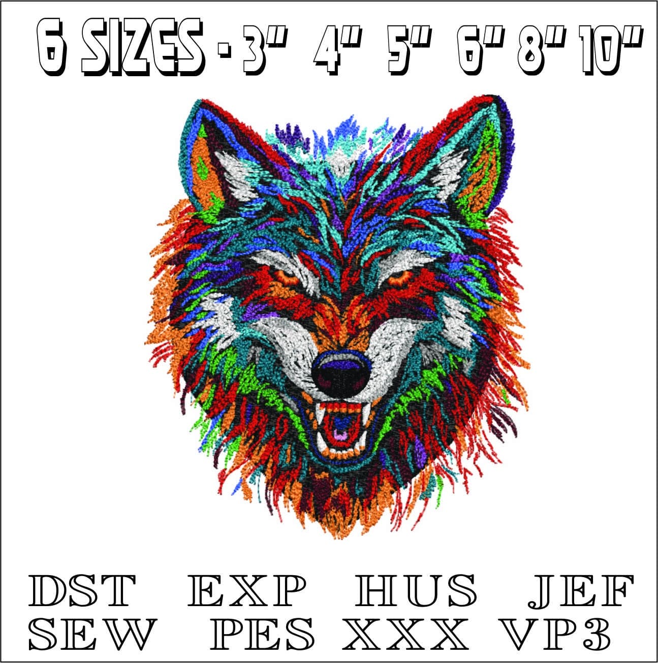 Wolf Face-Elegant embroidery design file - instant download — view 2