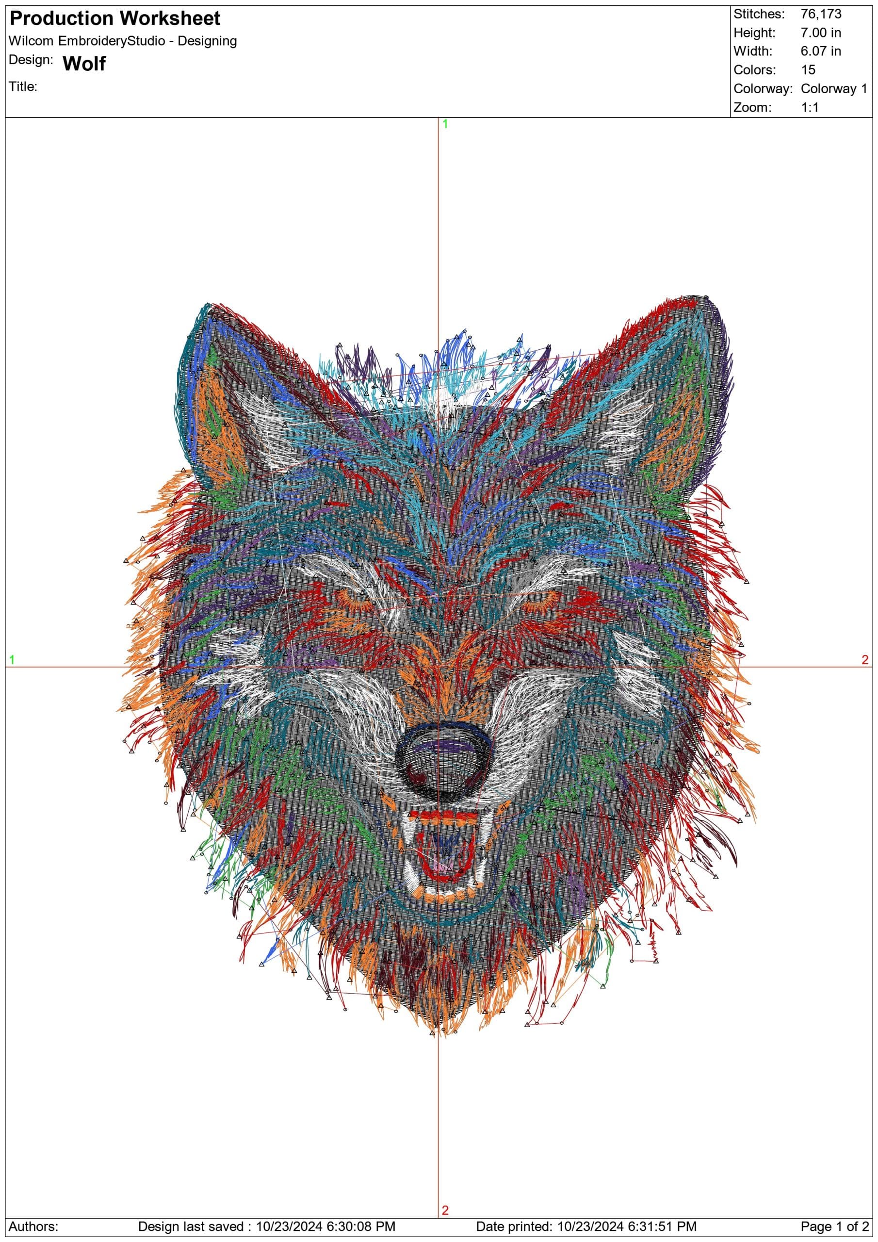 Wolf Face-Elegant embroidery design file - instant download — view 4
