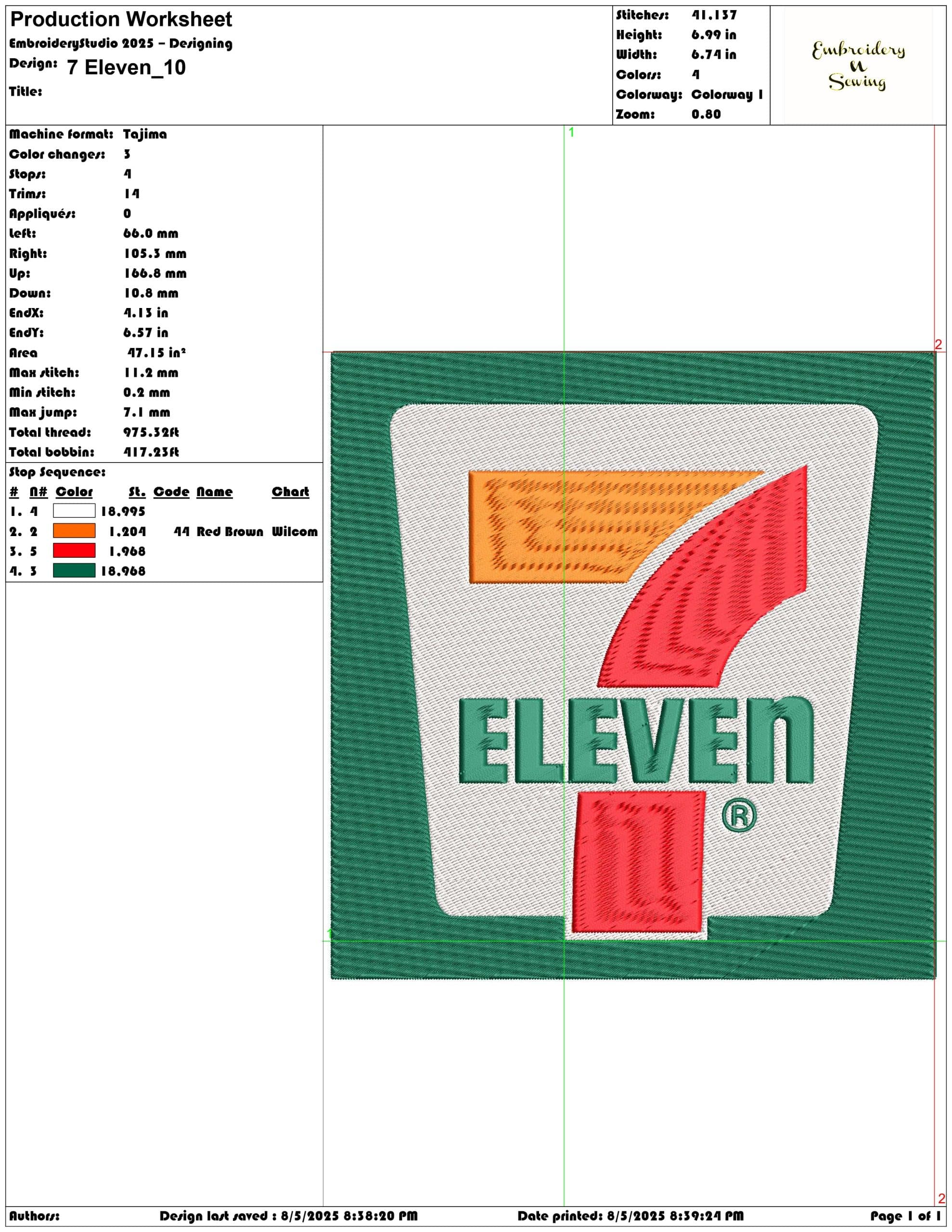 7 Eleven-Elegant embroidery design file - instant download — view 3