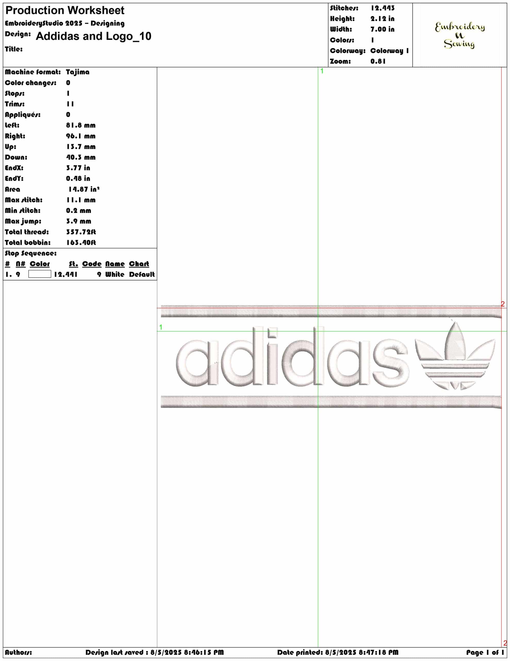Adidas and Logo-Elegant embroidery design file - instant download — view 3