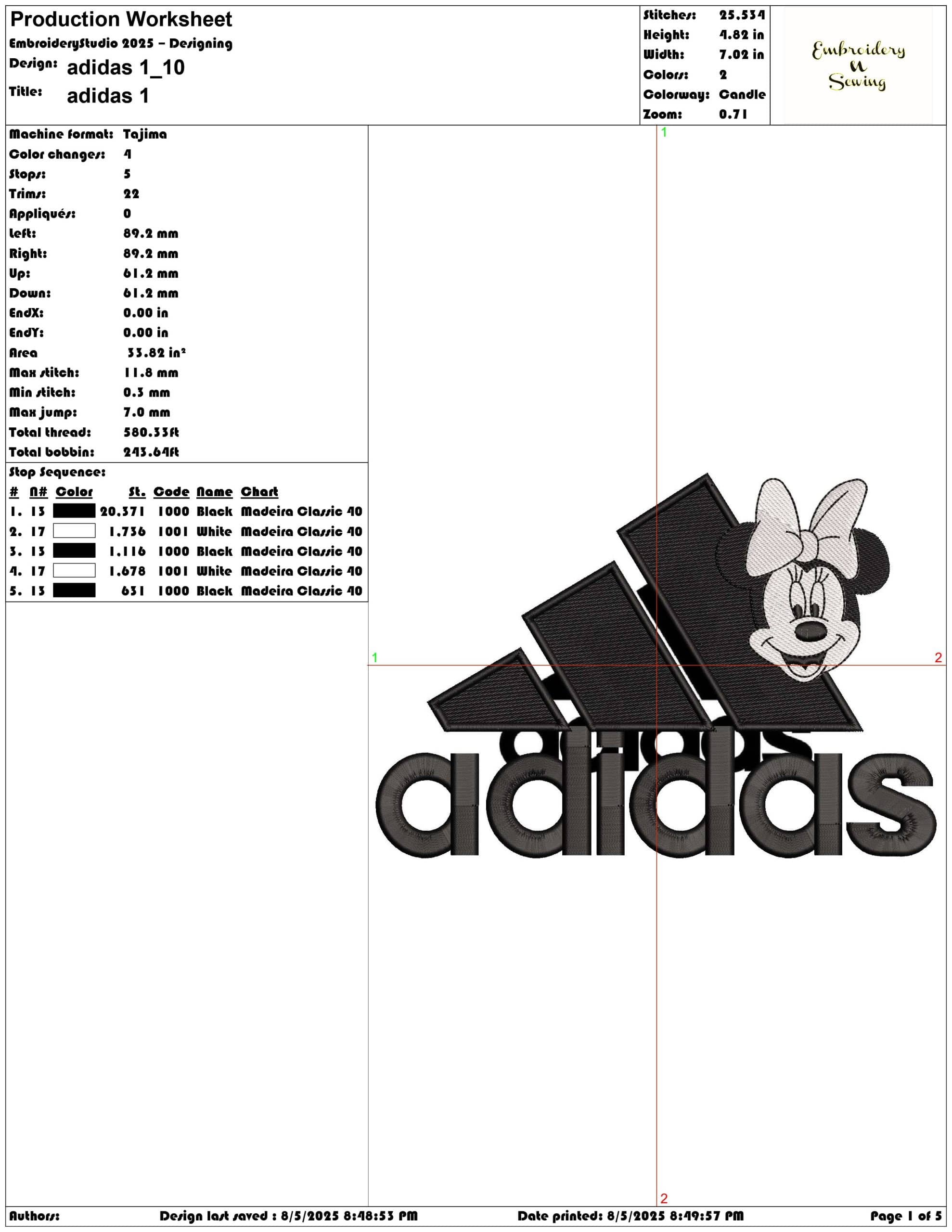 adidas 1-Elegant embroidery design file - instant download — view 3