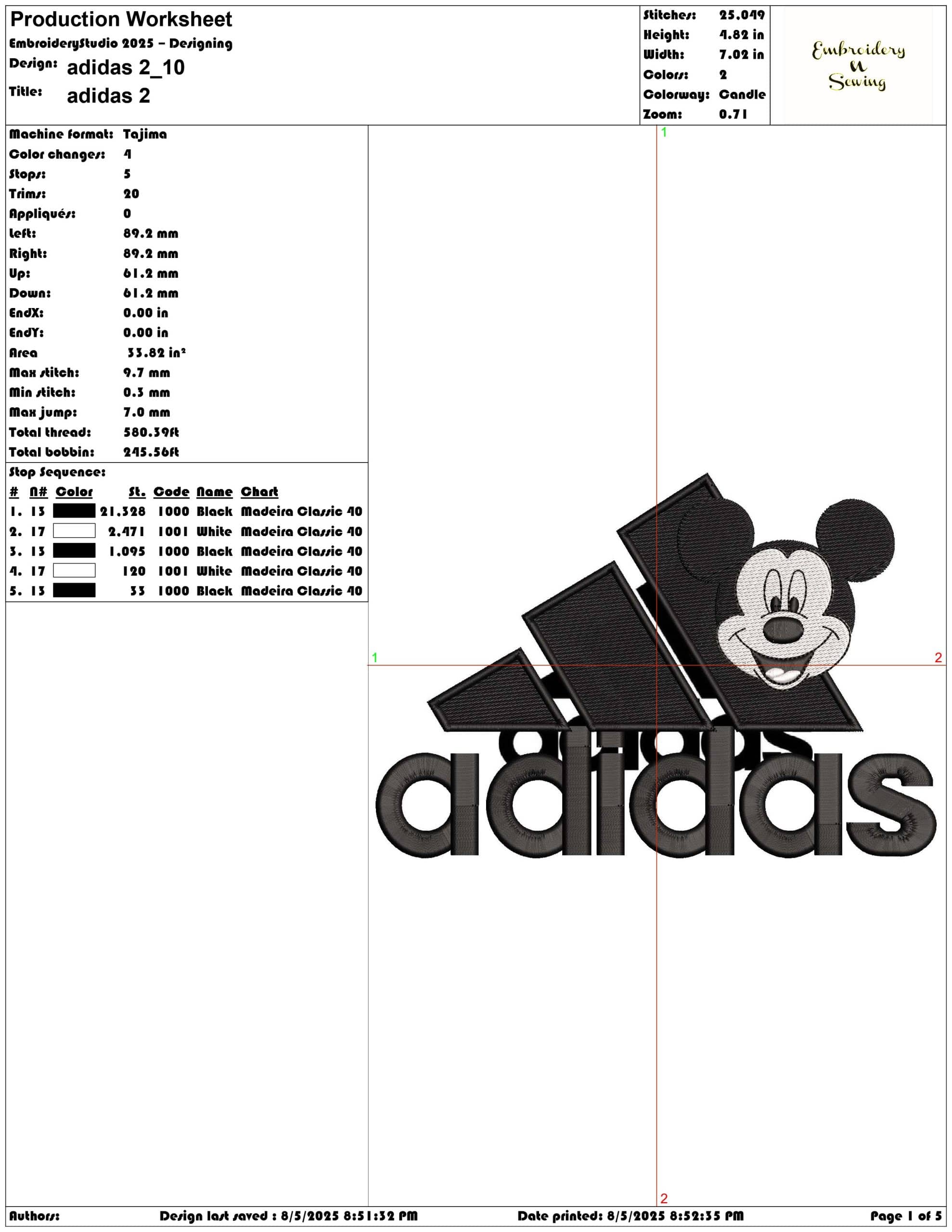 adidas 2-Elegant embroidery design file - instant download — view 3