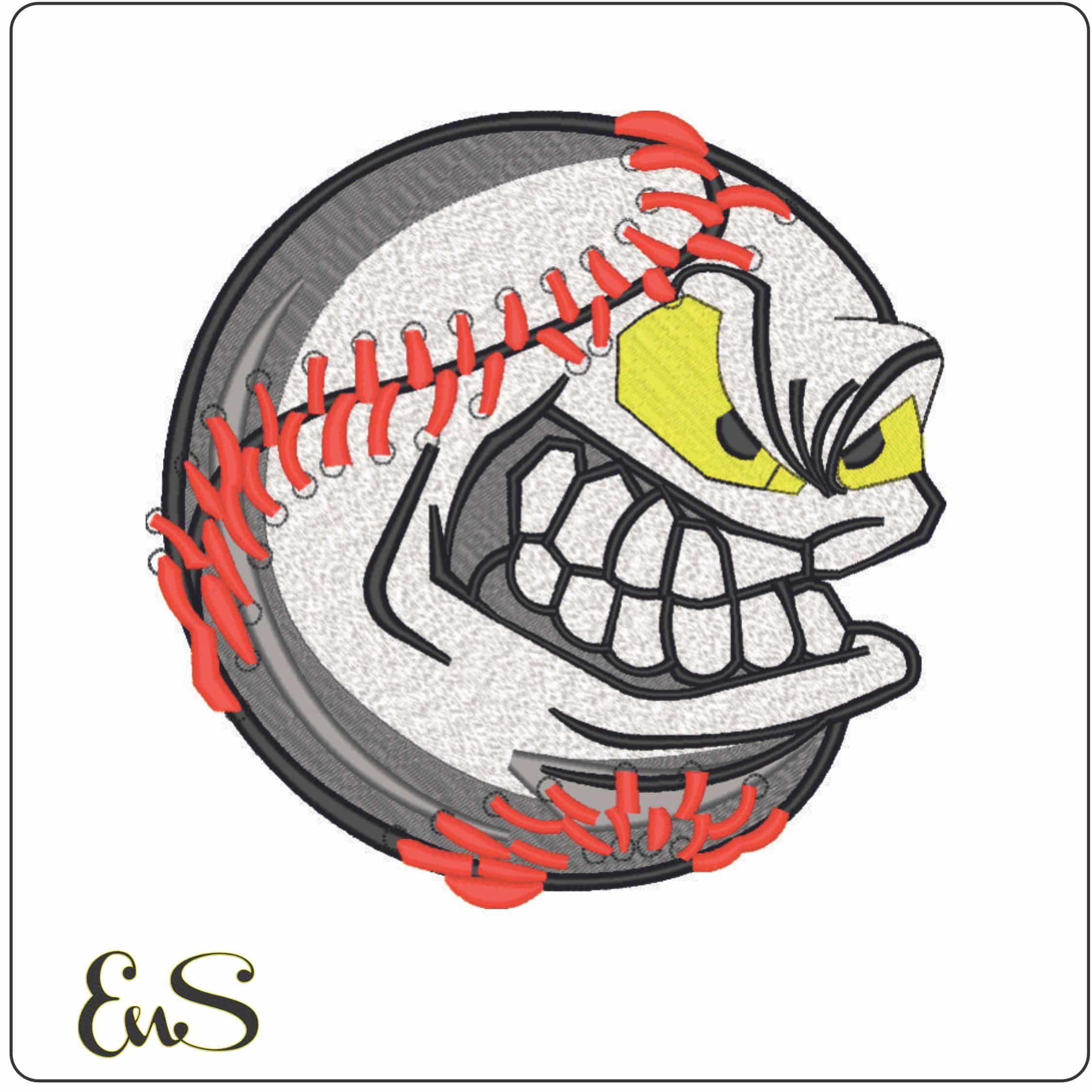 Angry Baseball-Elegant embroidery design file - instant download