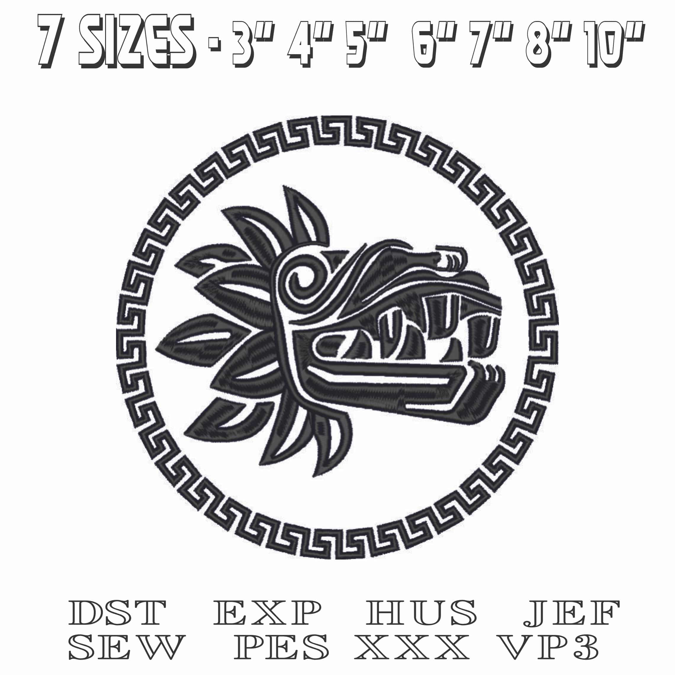 Astek Mayan Dragon-Elegant embroidery design file - instant download — view 2