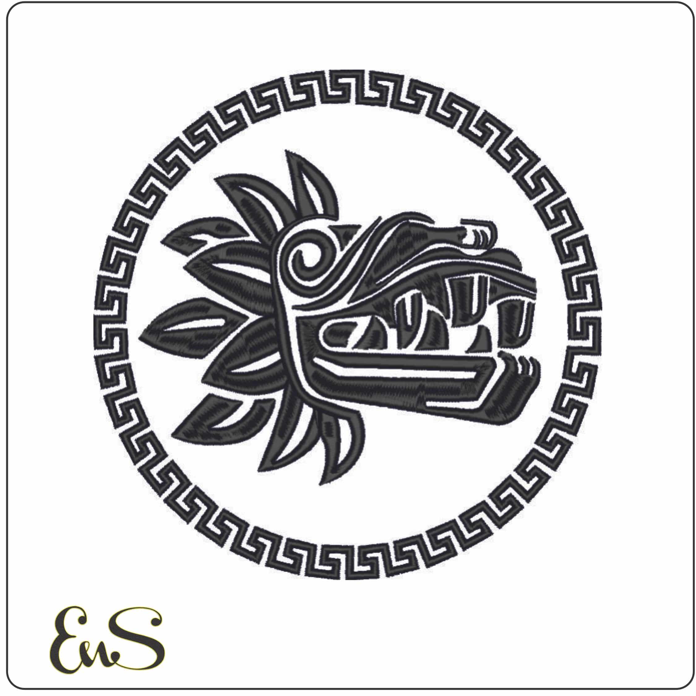 Astek Mayan Dragon-Elegant embroidery design file - instant download