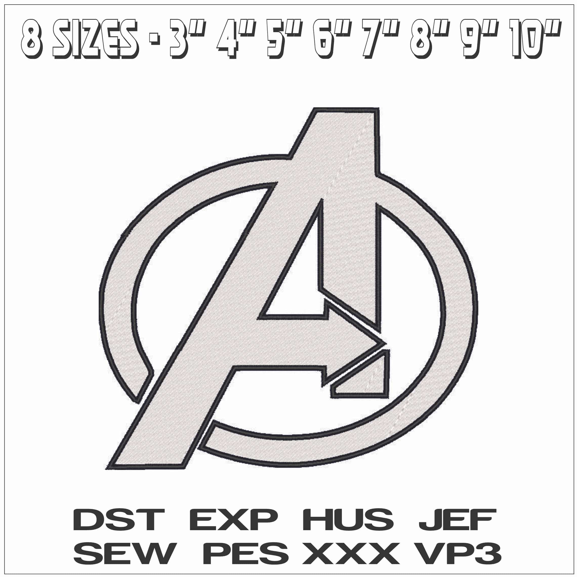 Avengers solid fill Logo - Marvel Comics-Elegant embroidery design file - instant download — view 2
