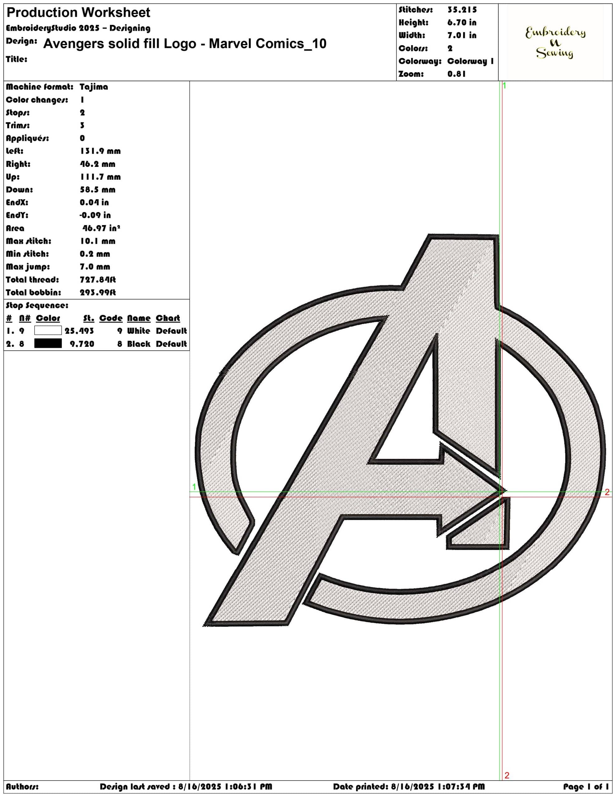 Avengers solid fill Logo - Marvel Comics-Elegant embroidery design file - instant download — view 3