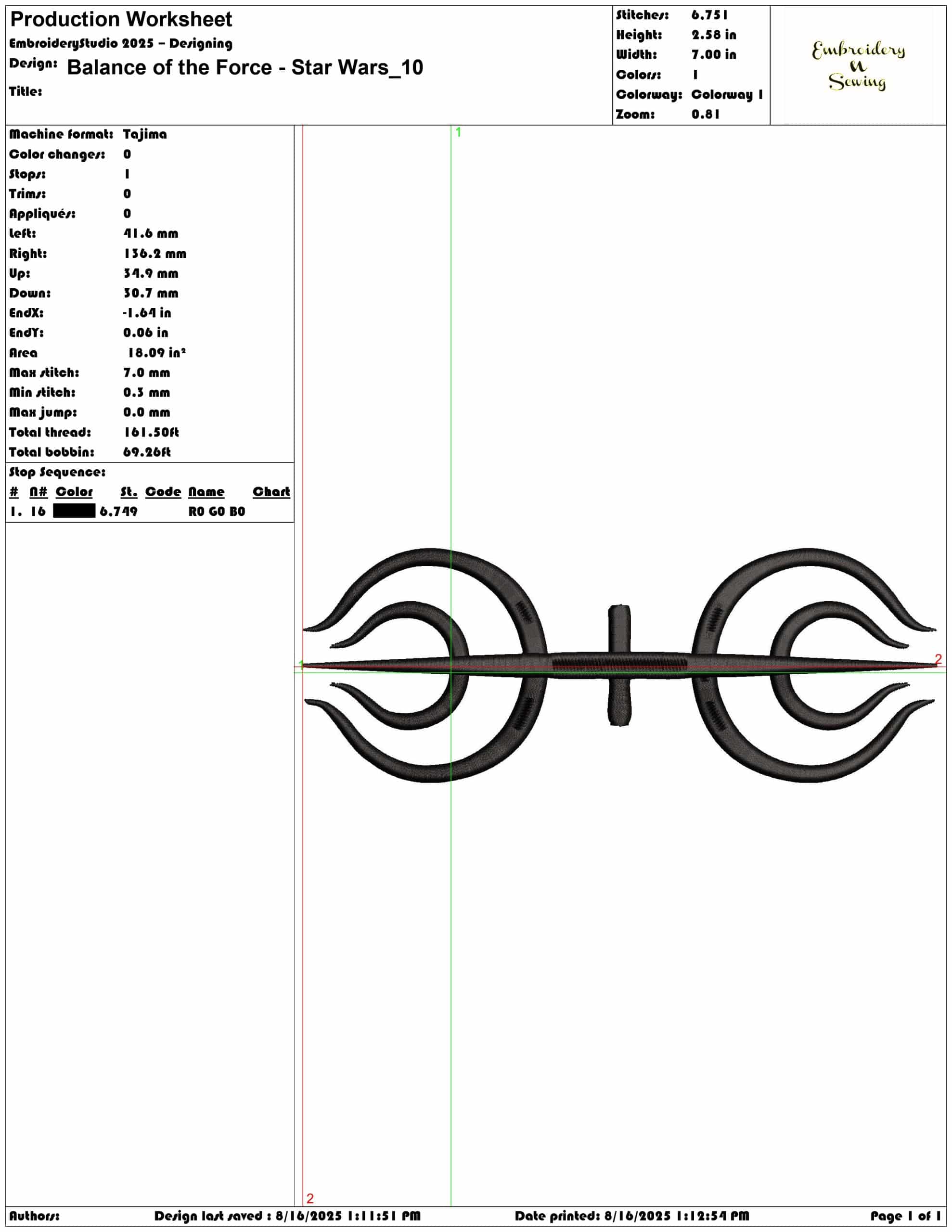 Balance of the Force - Star Wars-Elegant embroidery design file - instant download — view 3