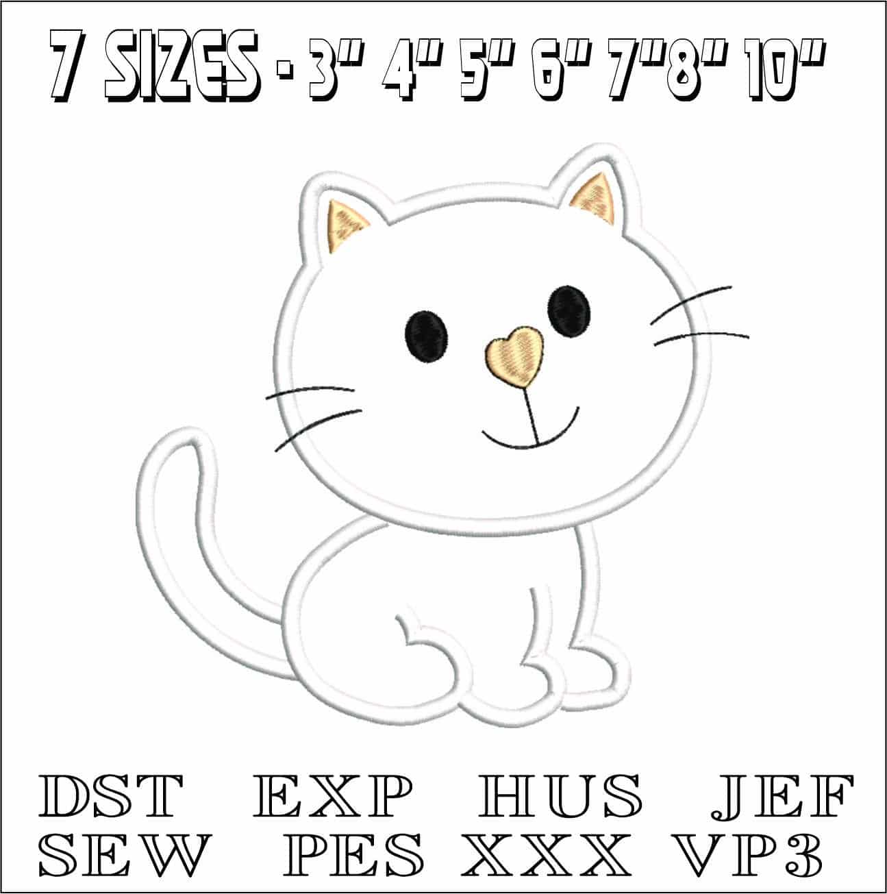 Basic Cat Applique-Elegant embroidery design file - instant download — view 2