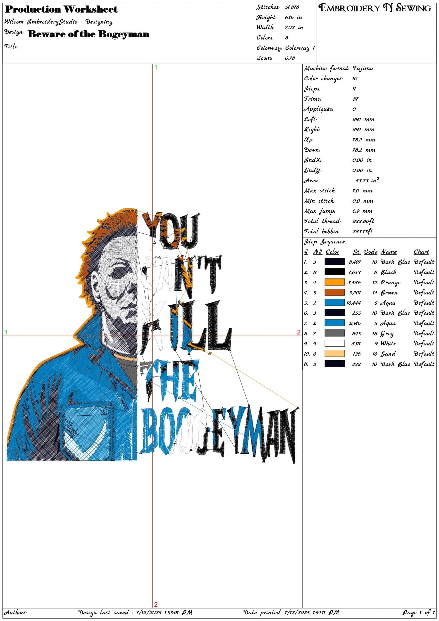 Beware of the Bogeyman-Elegant embroidery design file - instant download — view 3