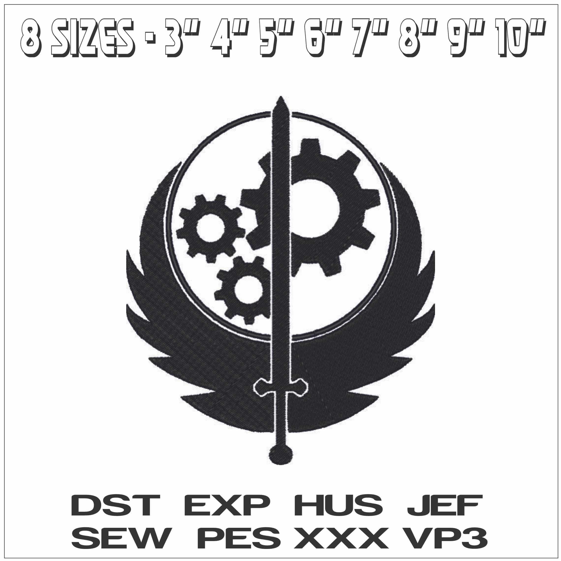 Brotherhood of Steel - Fallout-Elegant embroidery design file - instant download — view 2
