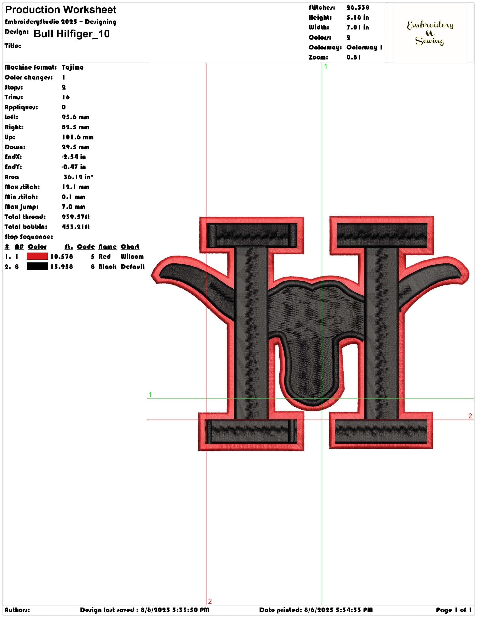 Bull Hilfiger-Elegant embroidery design file - instant download — view 3