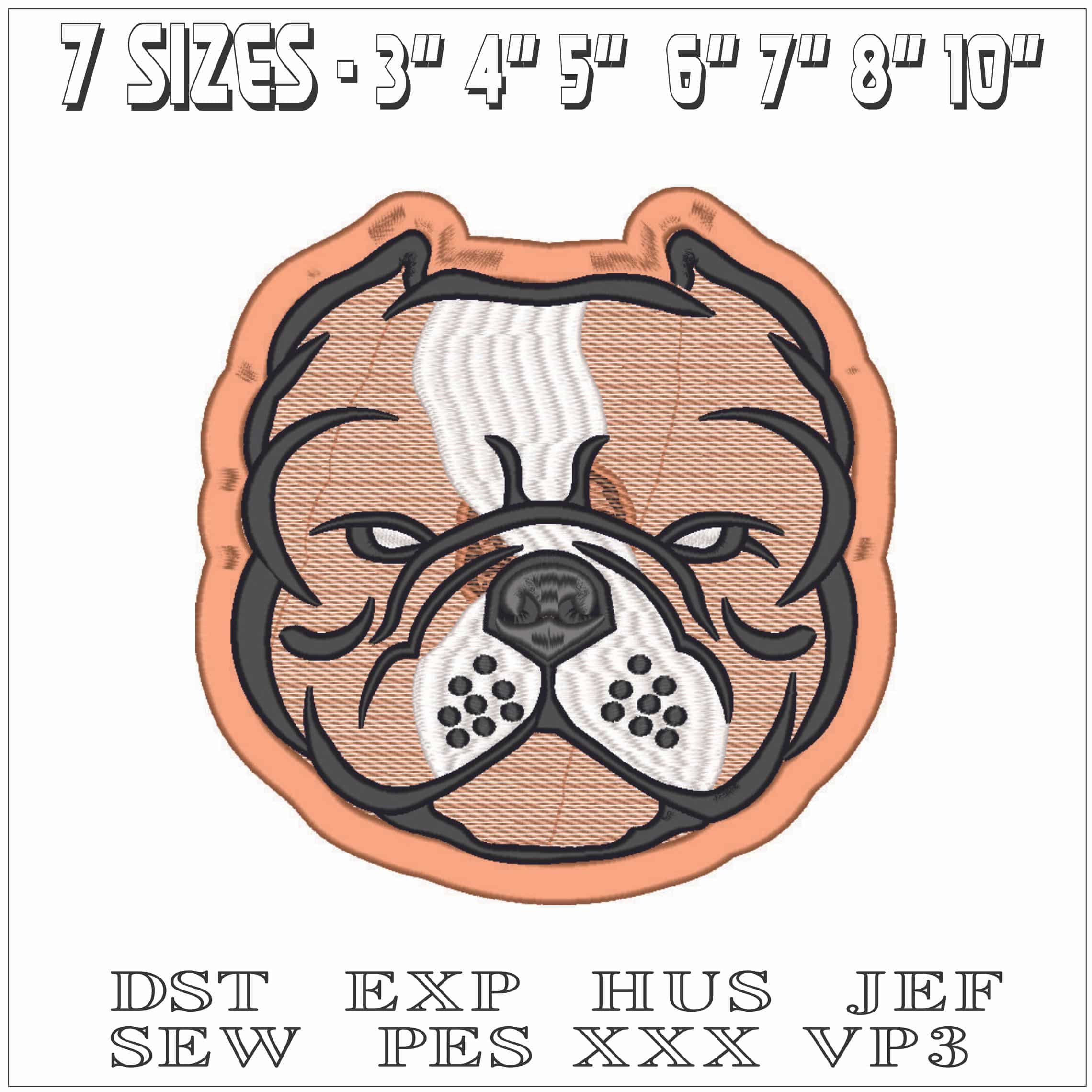 Bulldog Grumpy face-Elegant embroidery design file - instant download — view 2