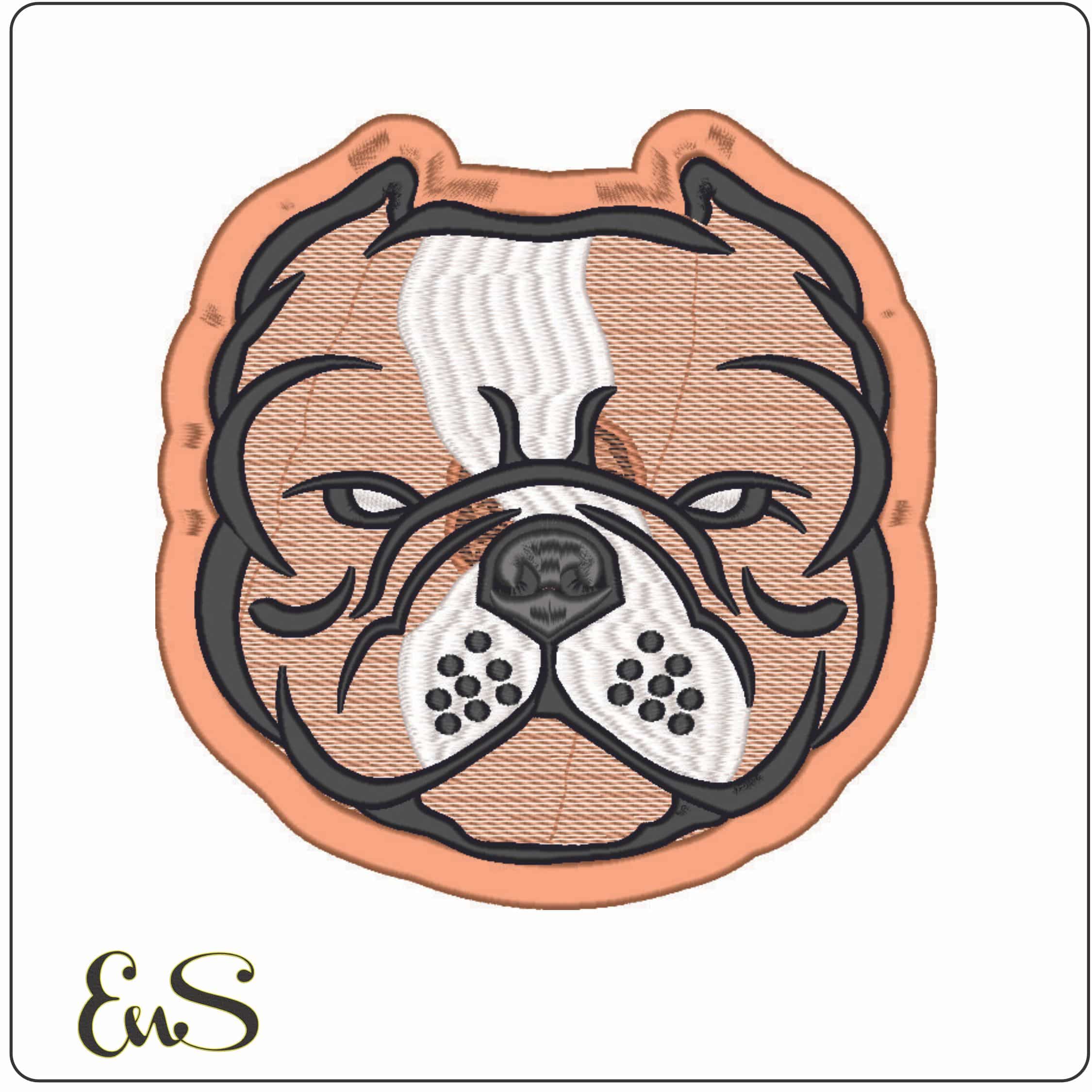 Bulldog Grumpy face-Elegant embroidery design file - instant download