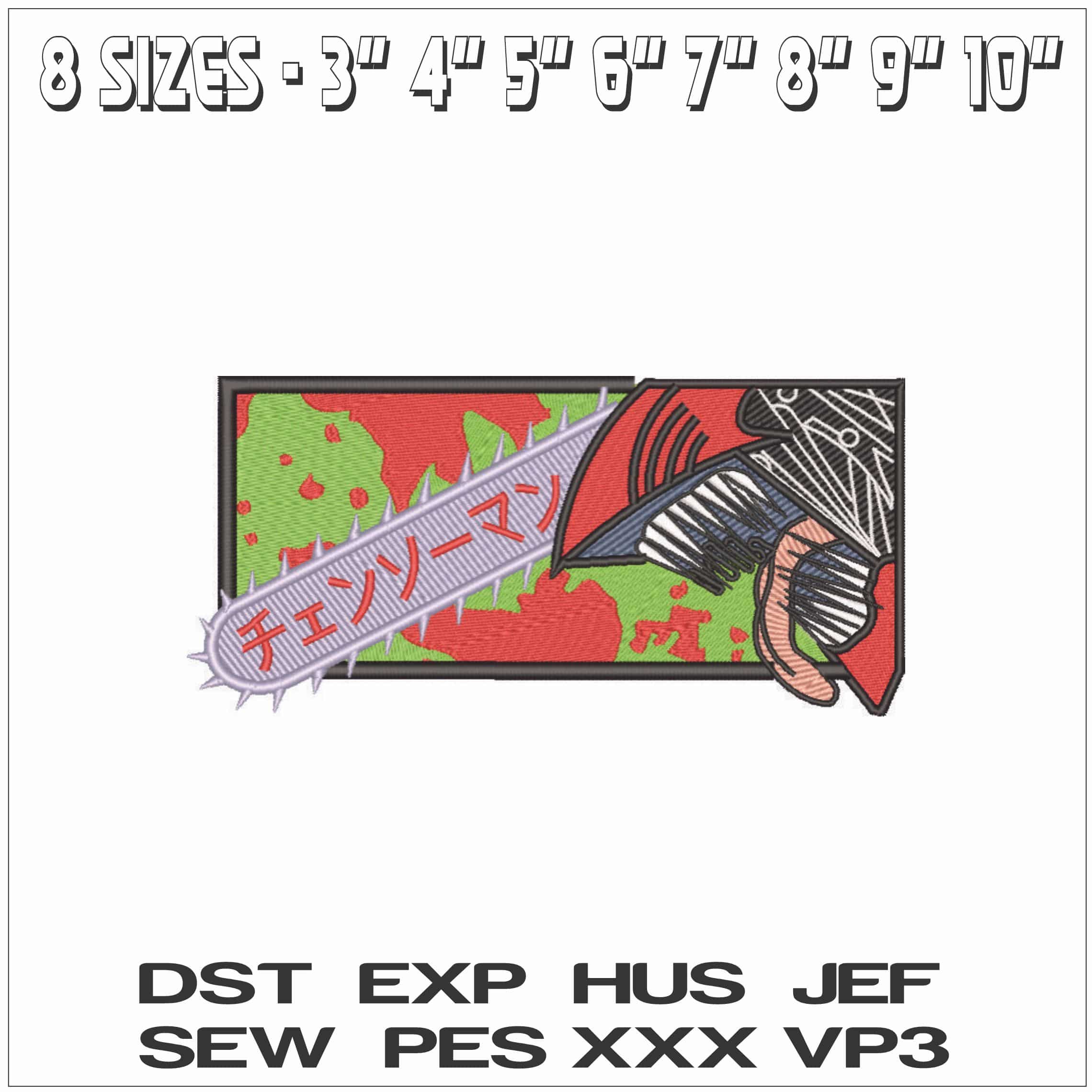 Chainsaw man from jaws - Amine-Elegant embroidery design file - instant download — view 2