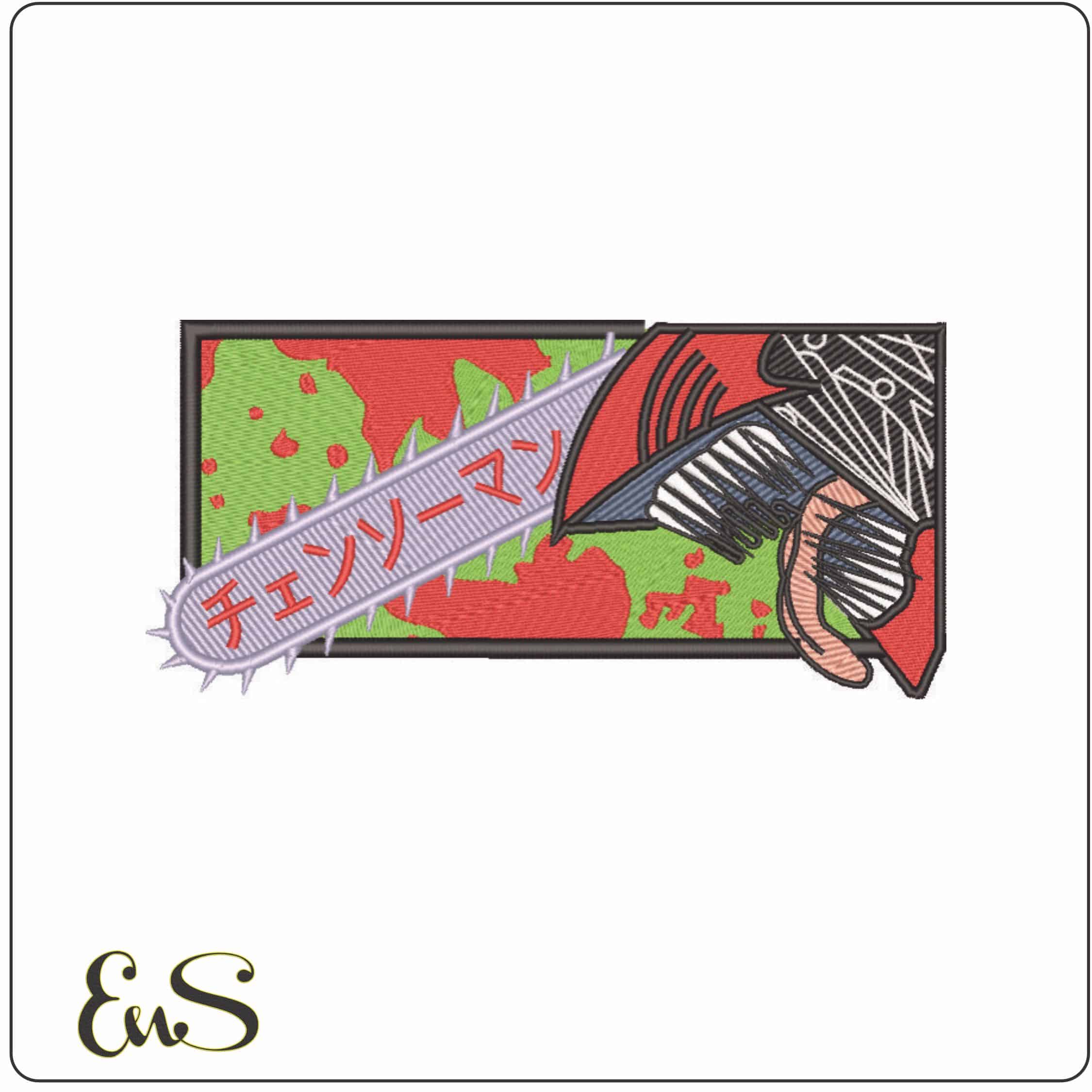 Chainsaw man from jaws - Amine-Elegant embroidery design file - instant download