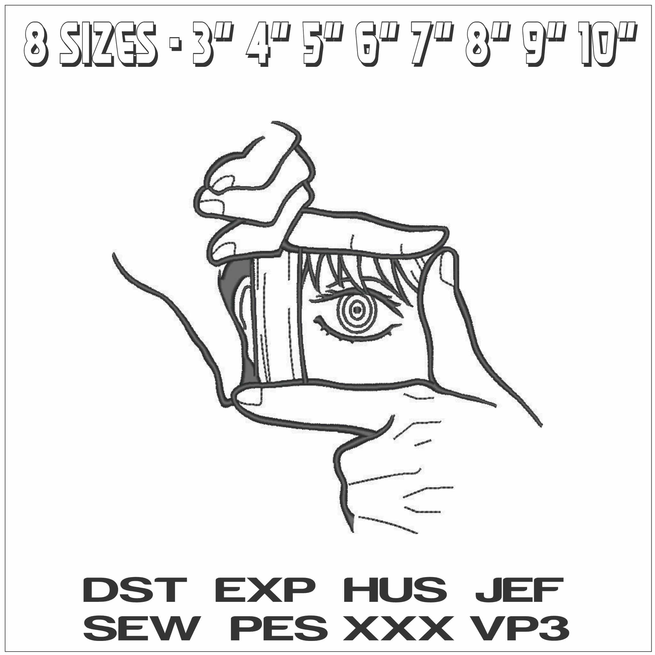 Chainsaw man eye through fingers - Amine-Elegant embroidery design file - instant download — view 2