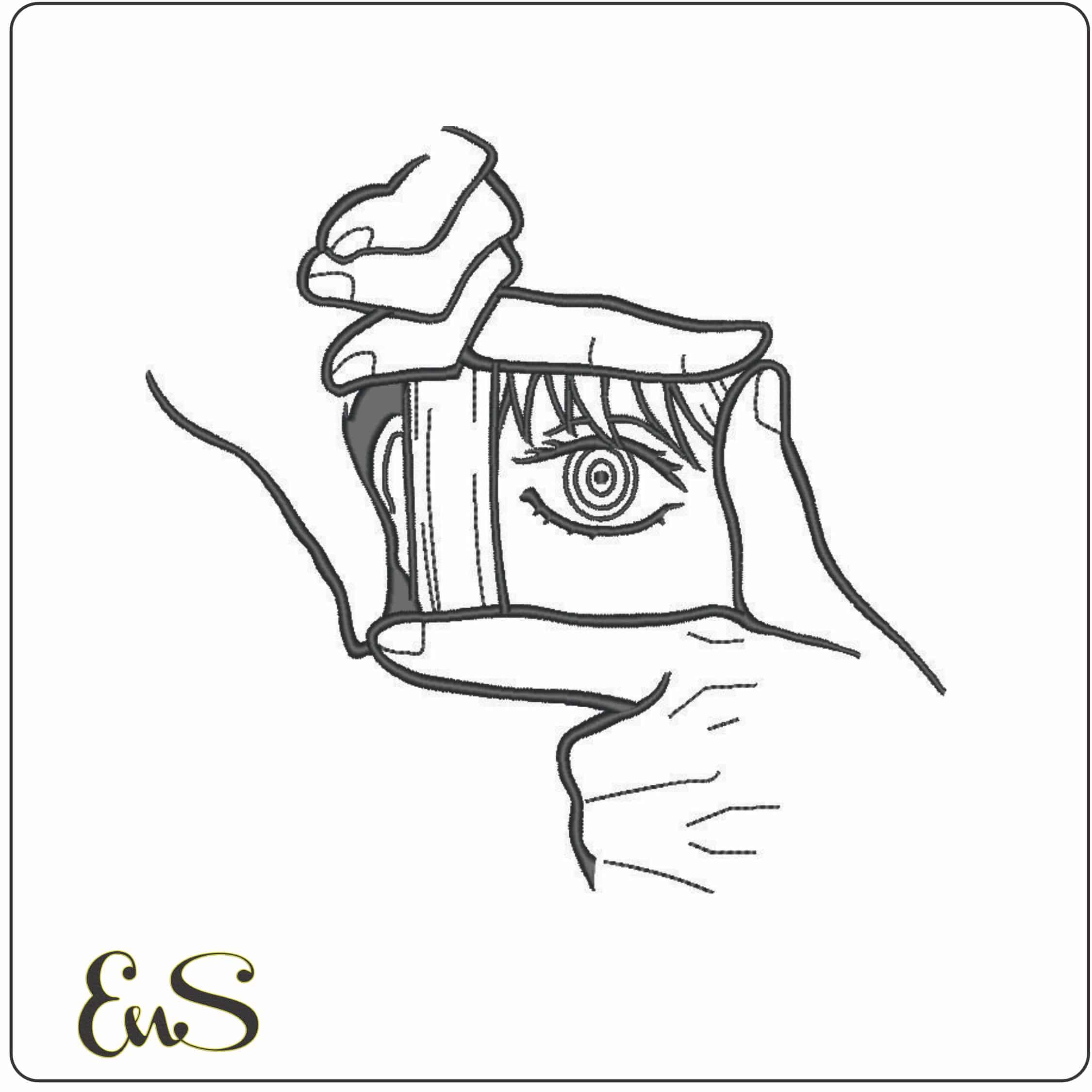Chainsaw man eye through fingers - Amine-Elegant embroidery design file - instant download