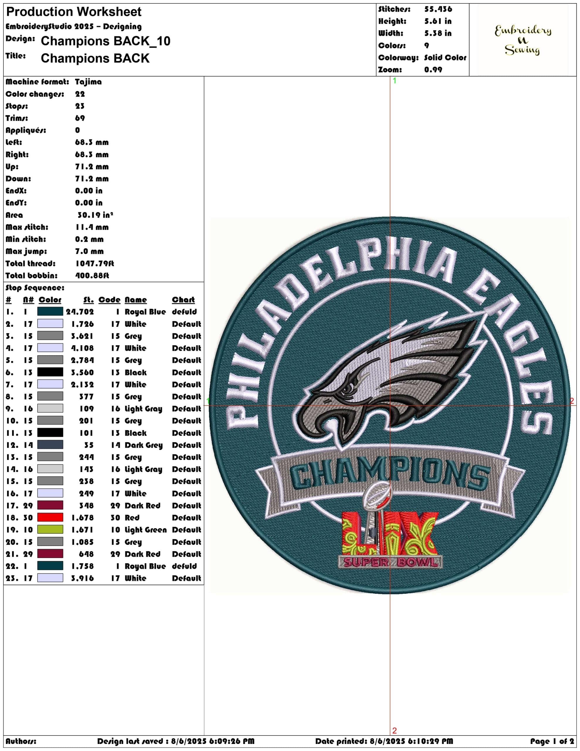 Champions BACK-Elegant embroidery design file - instant download — view 3