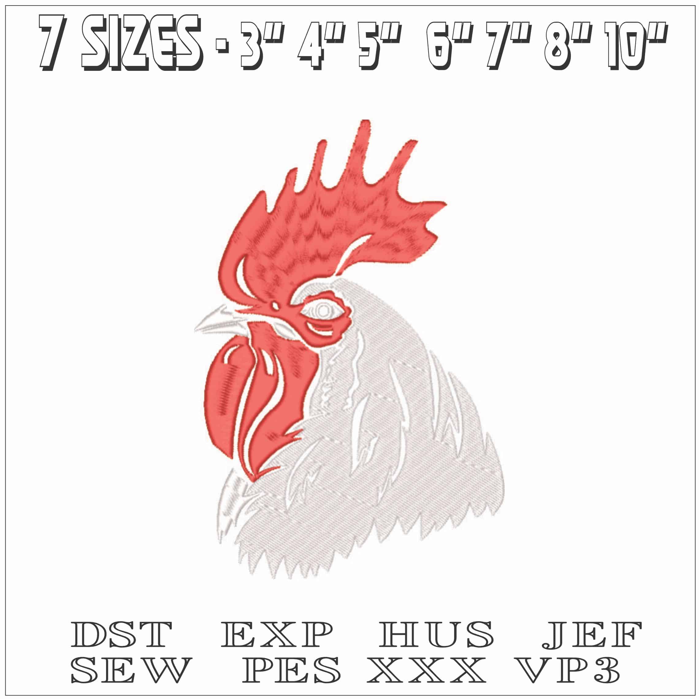 Cockeral Head-Elegant embroidery design file - instant download — view 2