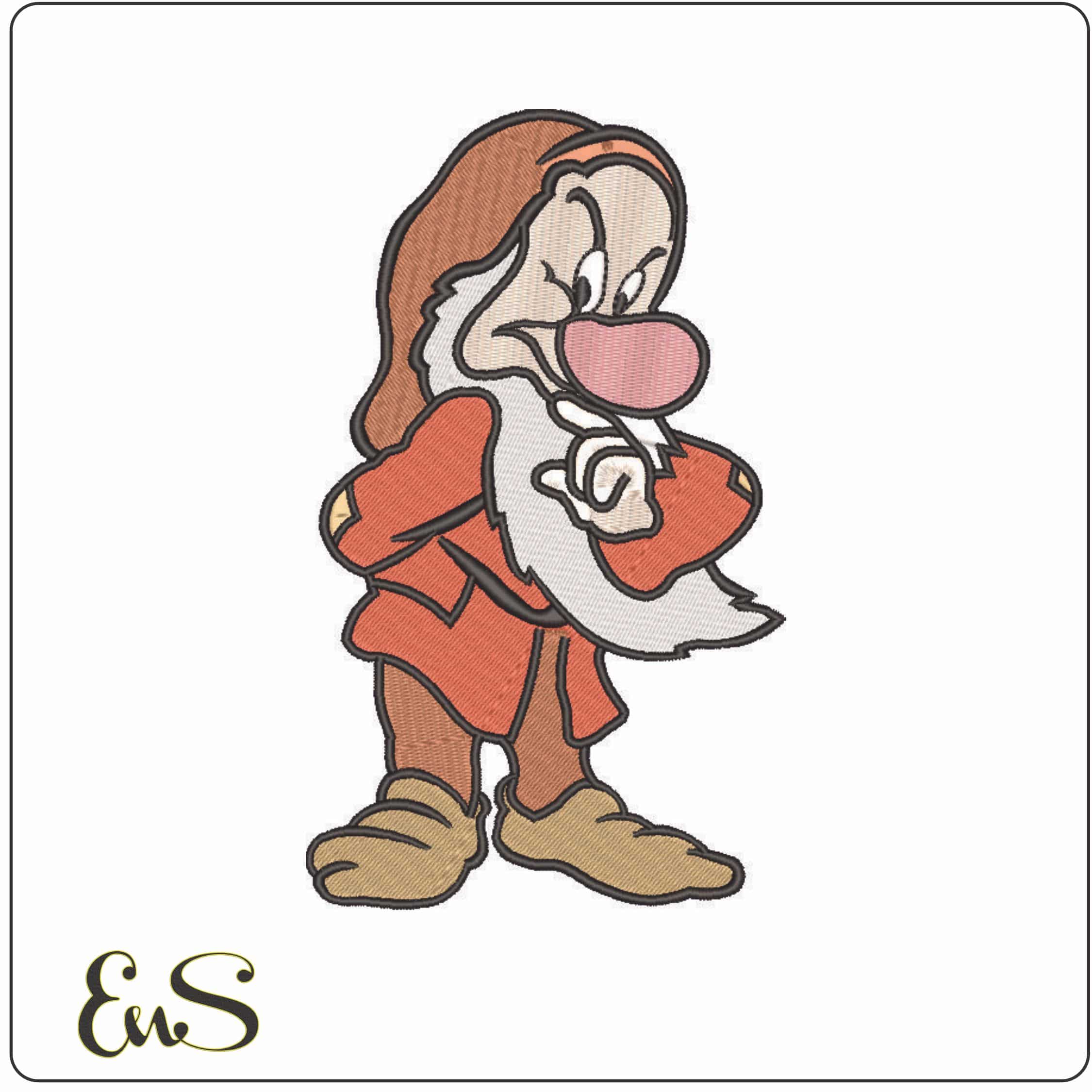 Dwarf Grumpy Snow White - Disney-Elegant embroidery design file - instant download