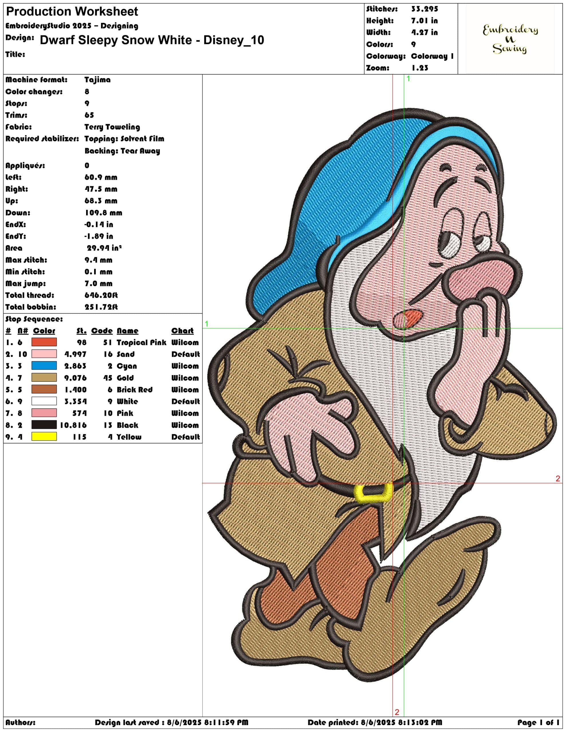 Dwarf Happy Snow White - Disney-Elegant embroidery design file - instant download — view 3