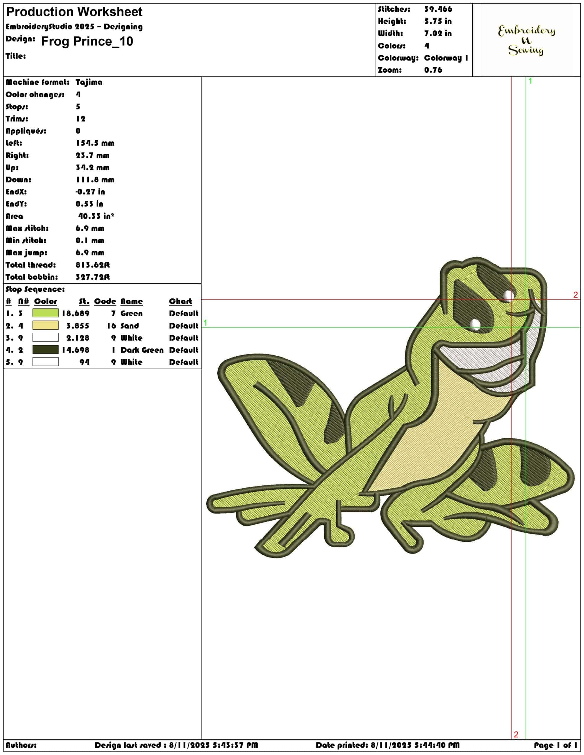 Frog Prince-Elegant embroidery design file - instant download