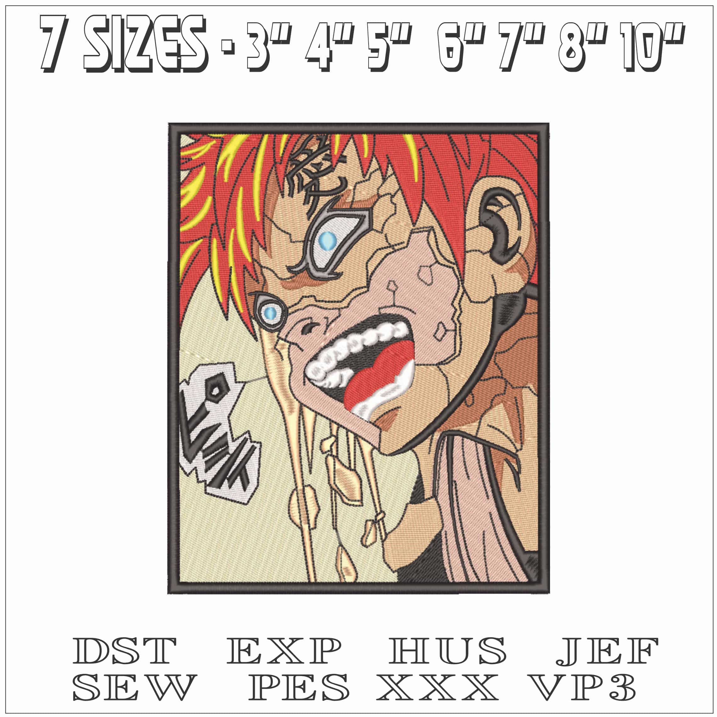 Gaara Transformed - Naruto - Anime-Elegant embroidery design file - instant download — view 2