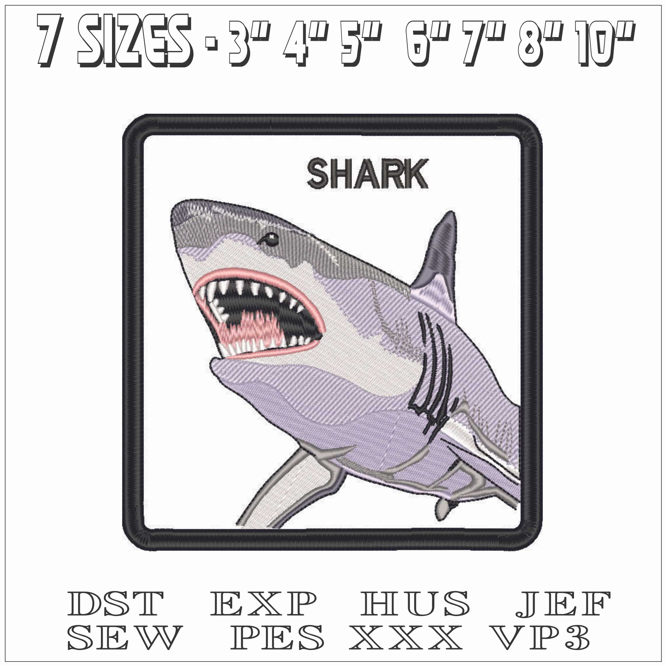 Great White Shark in a Frame-Elegant embroidery design file - instant download — view 2