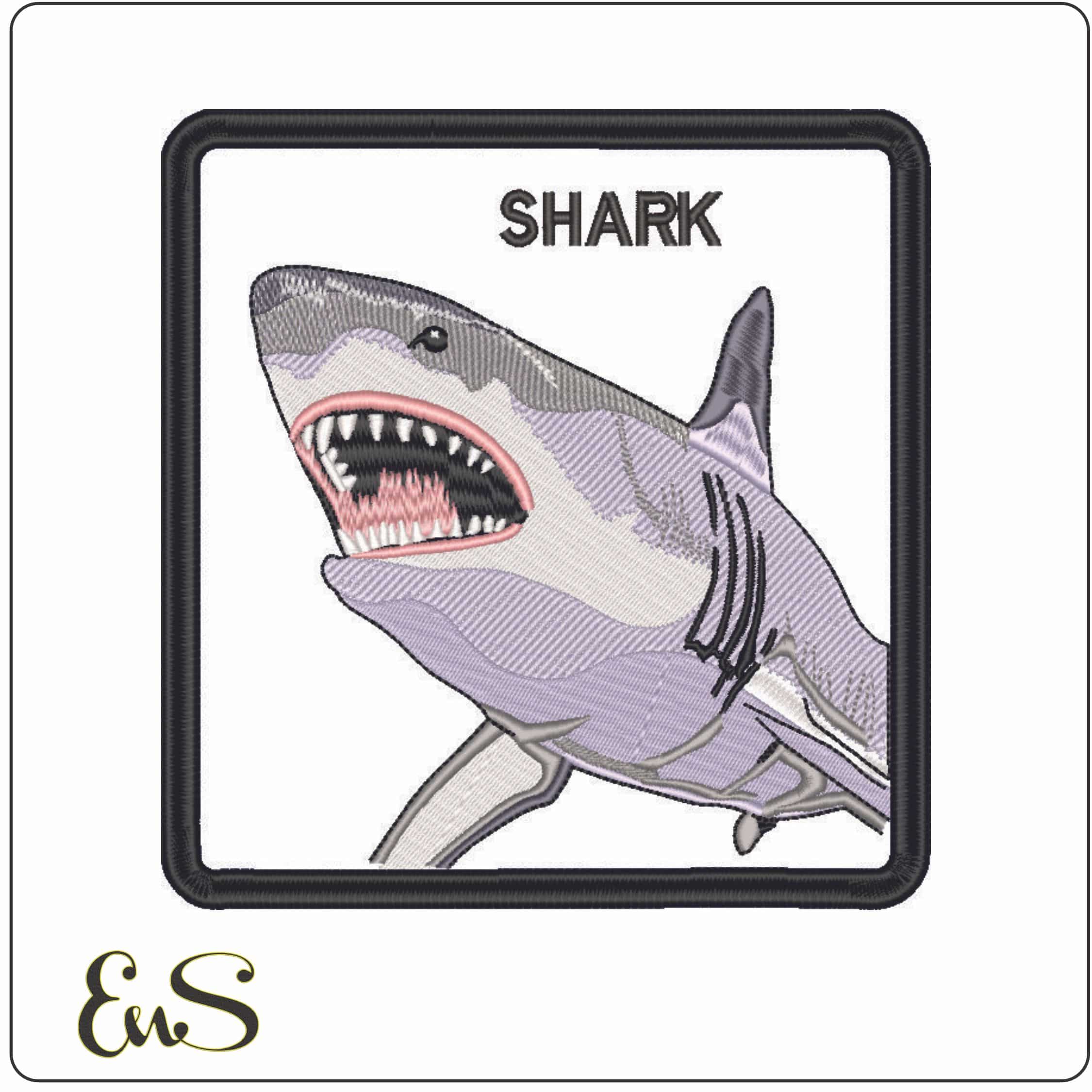 Great White Shark in a Frame-Elegant embroidery design file - instant download