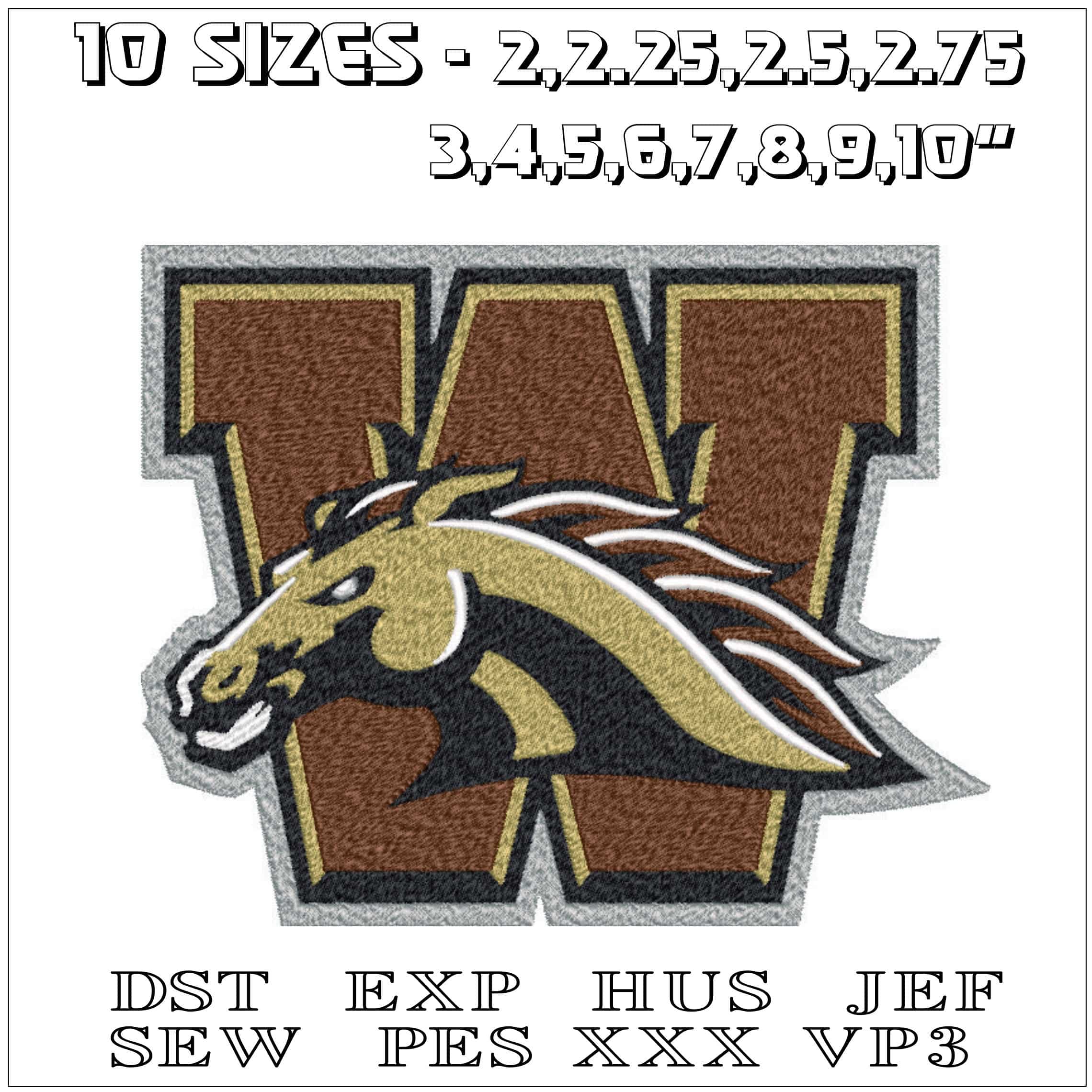 Western Michigan Broncos logo 2016 Including Small embroidery design - Waldo Stadium - Logo  embroidery machine pattern embroidery file — view 2