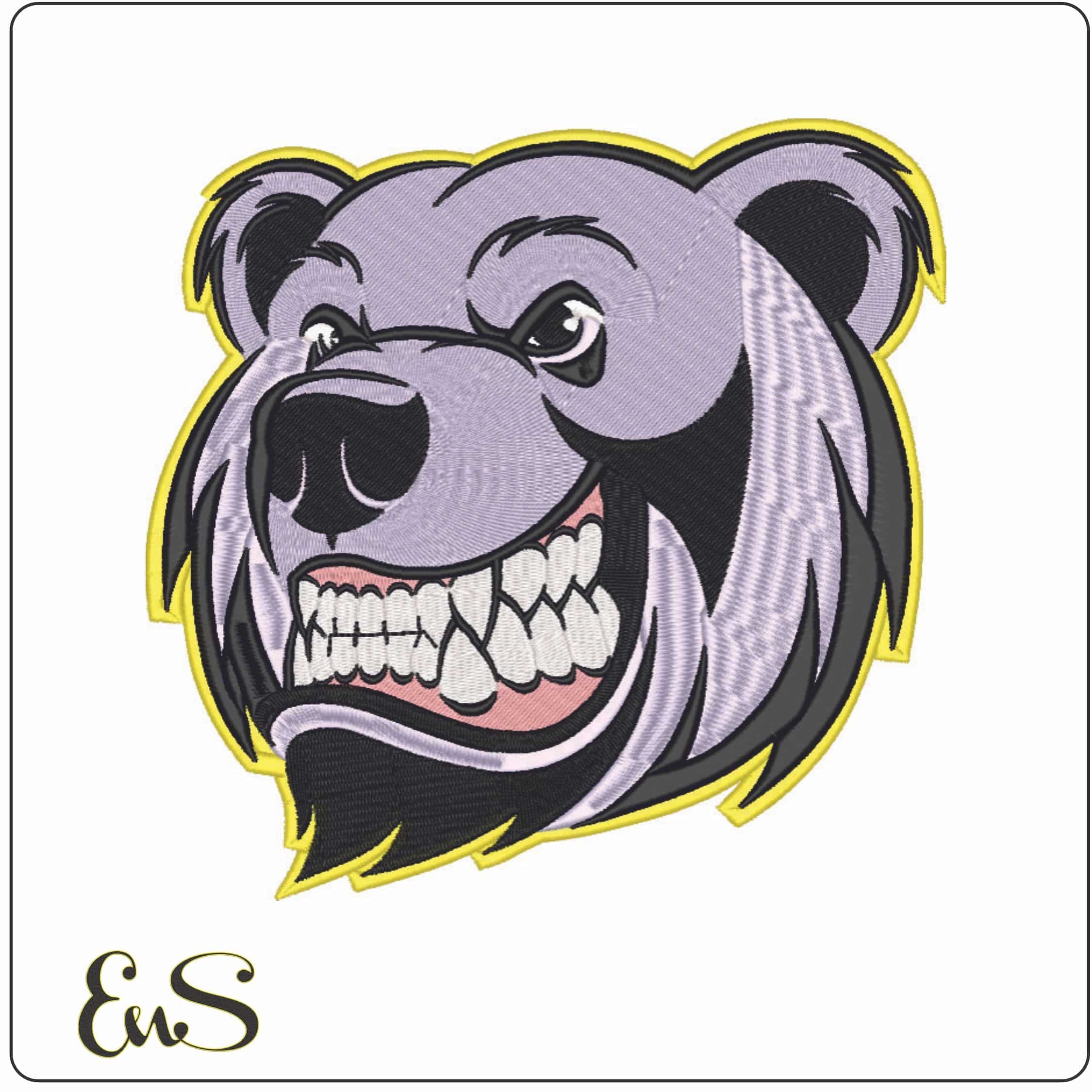 Grizzly Bear Head with Teeth-Elegant embroidery design file - instant download