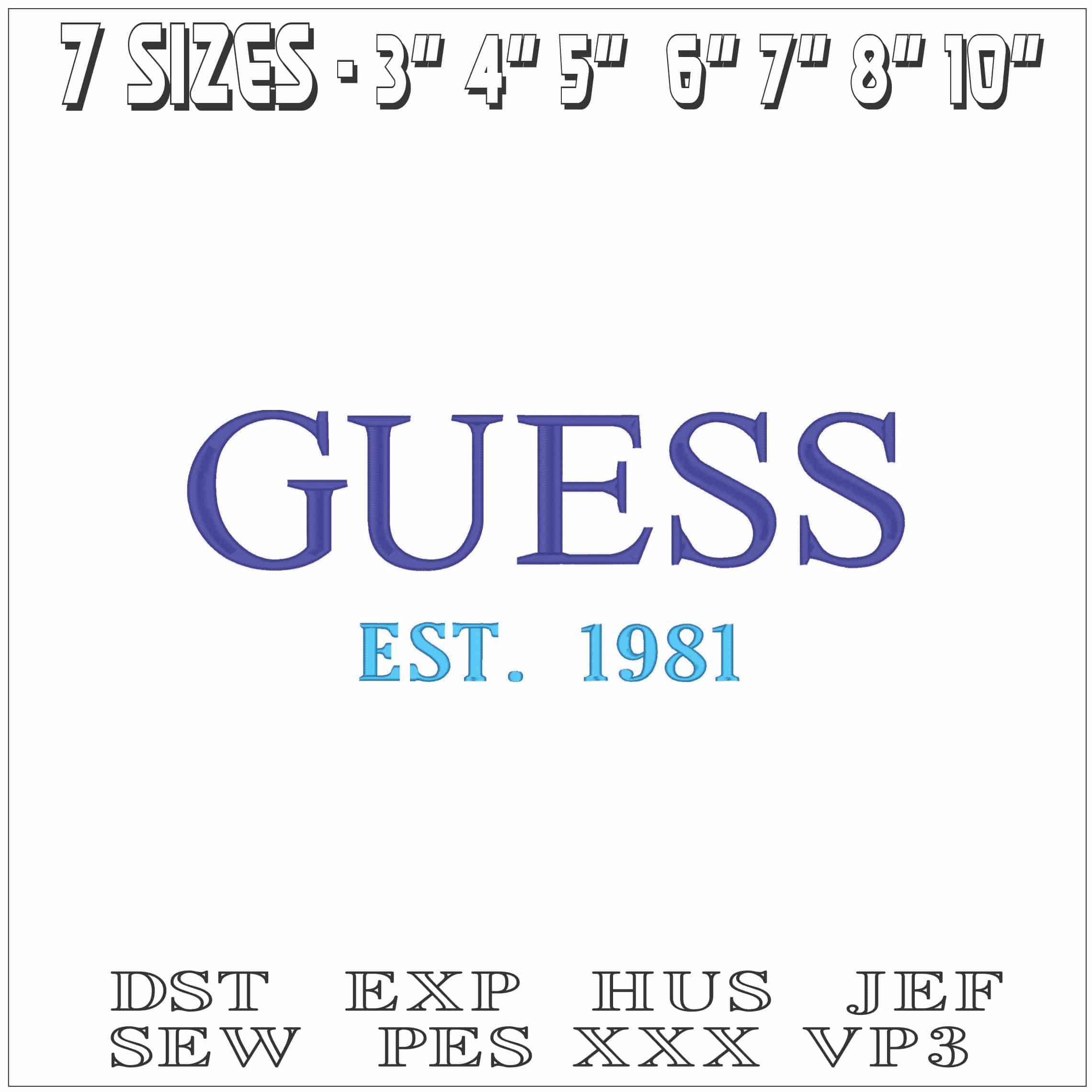 GUESS est 1981-Elegant embroidery design file - instant download — view 2