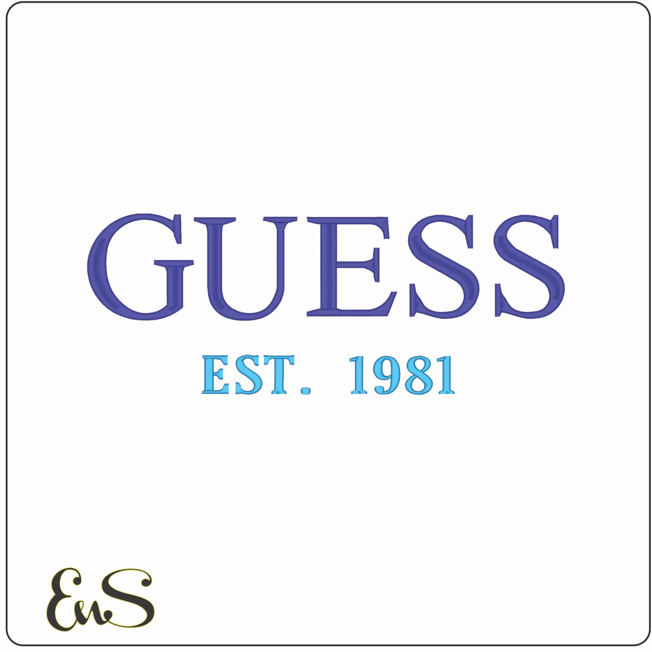 GUESS est 1981-Elegant embroidery design file - instant download