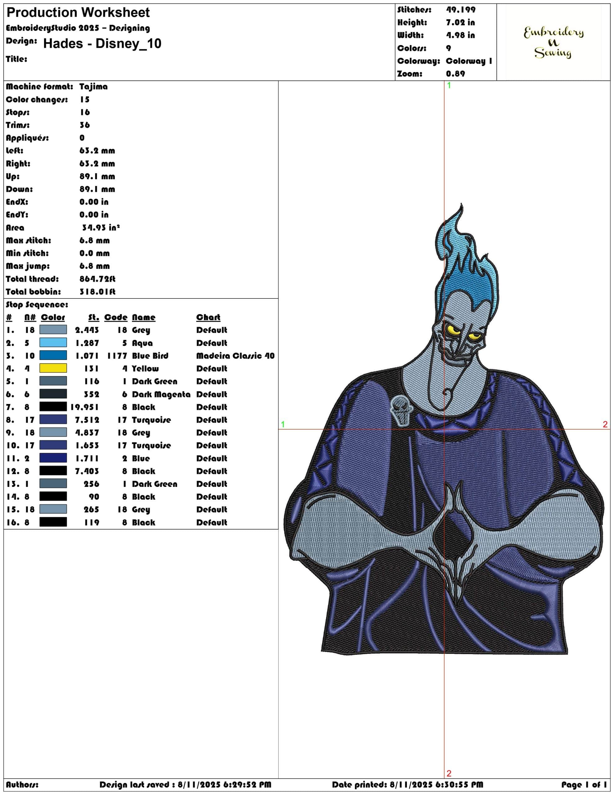 Hades - Disney-Elegant embroidery design file - instant download — view 3