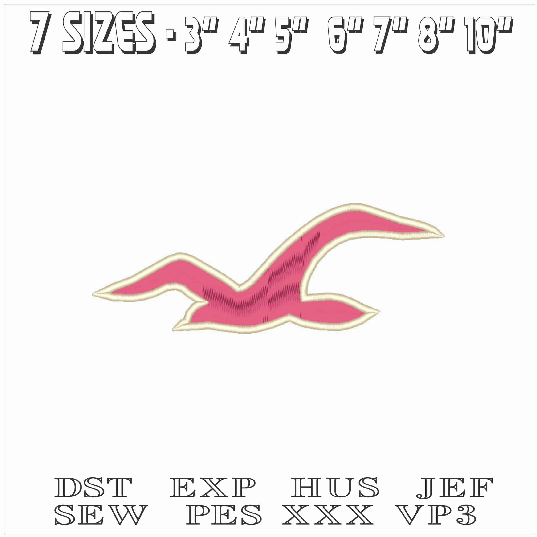 Hollister Seagul-Elegant embroidery design file - instant download — view 2