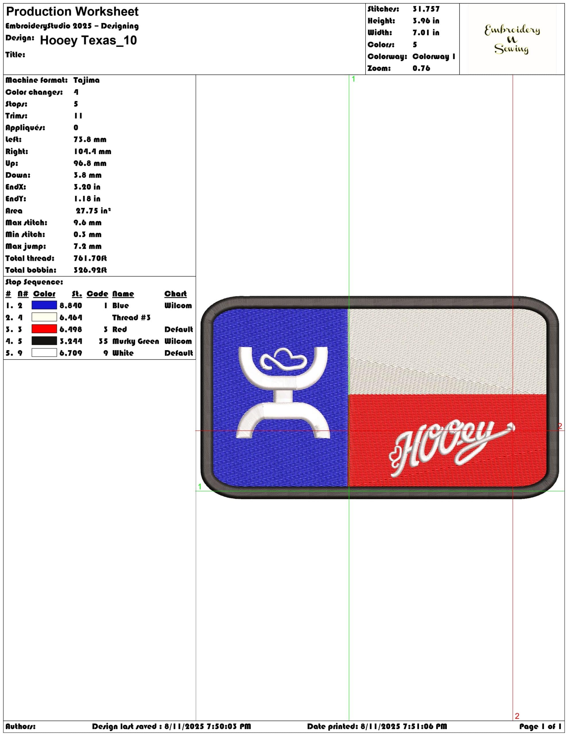 Hooey Texas-Elegant embroidery design file - instant download — view 3