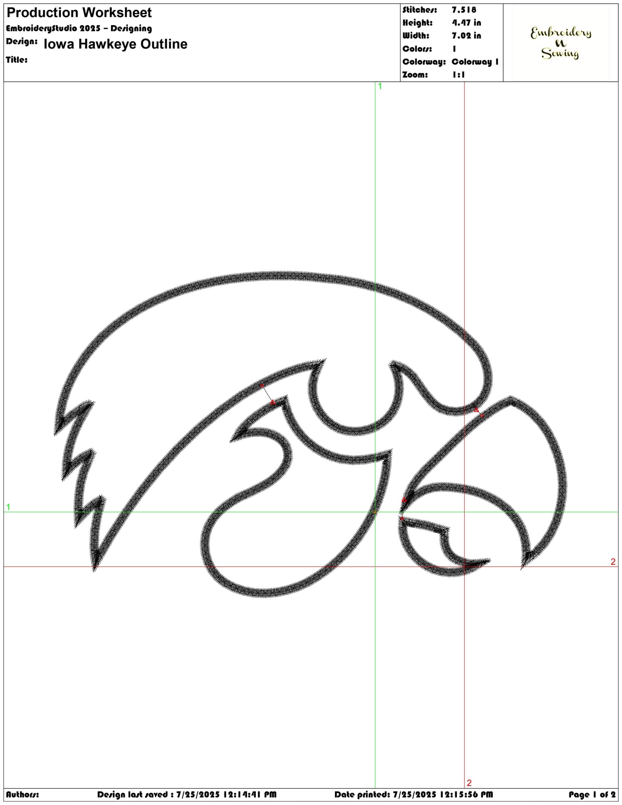 Iowa Hawkeye Outline-Elegant embroidery design file - instant download — view 4