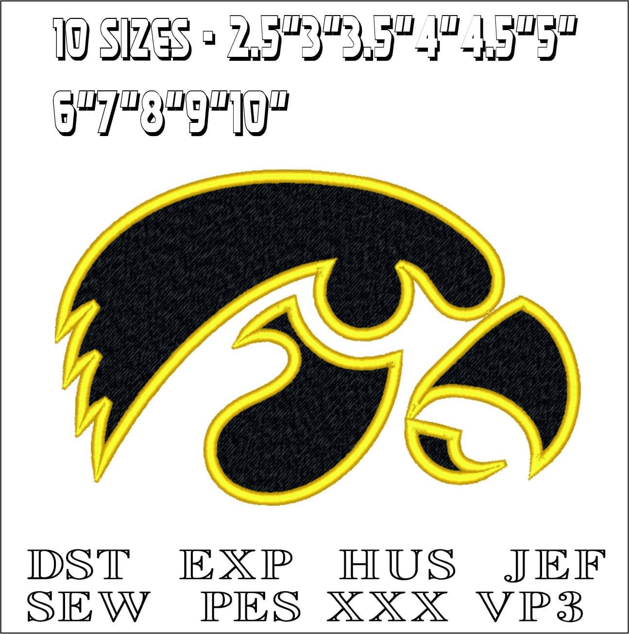 Iowa Hawkeyes-Elegant embroidery design file - instant download — view 2