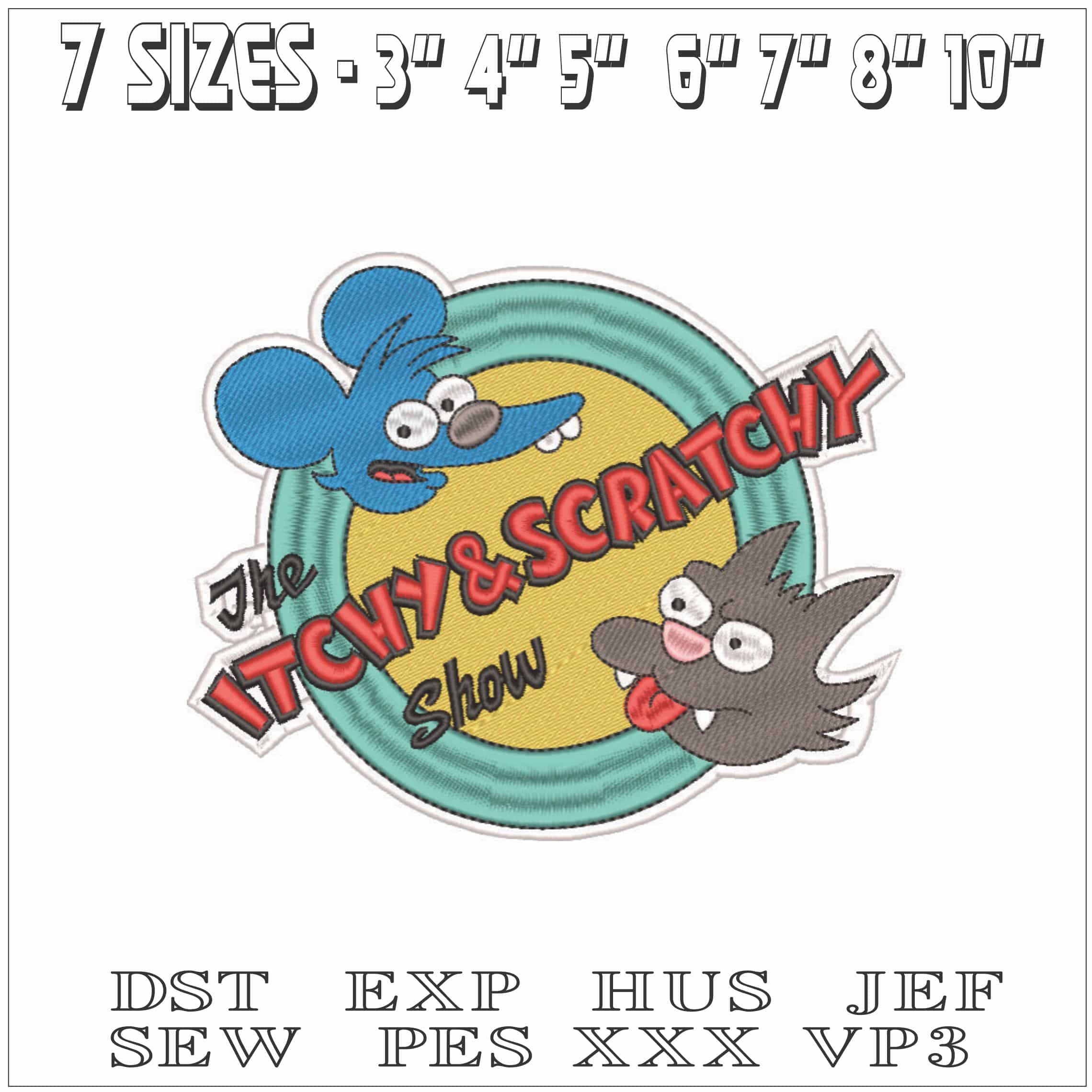Itchy and Scratchy-Elegant embroidery design file - instant download — view 2