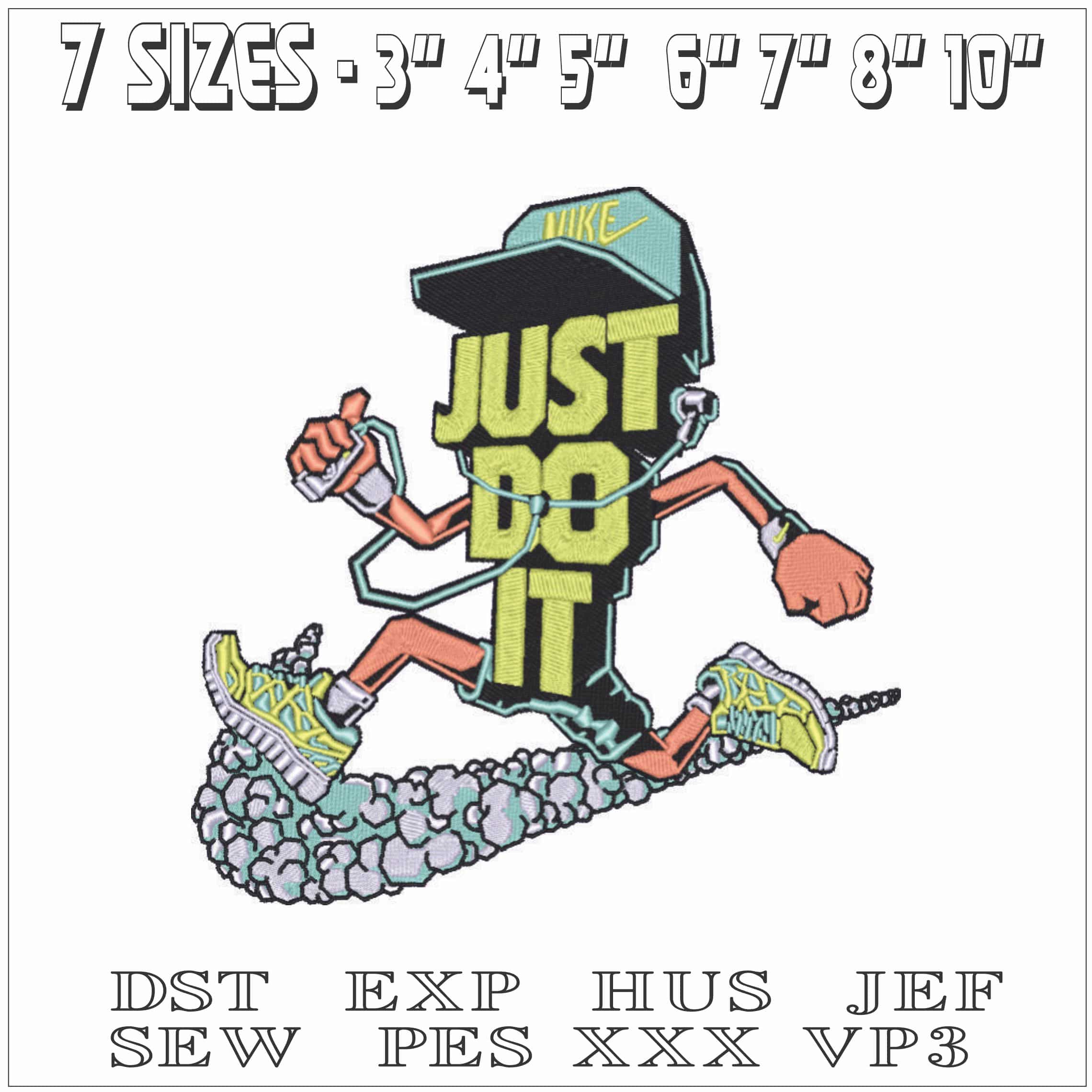 Just Do it Running-Elegant embroidery design file - instant download — view 2
