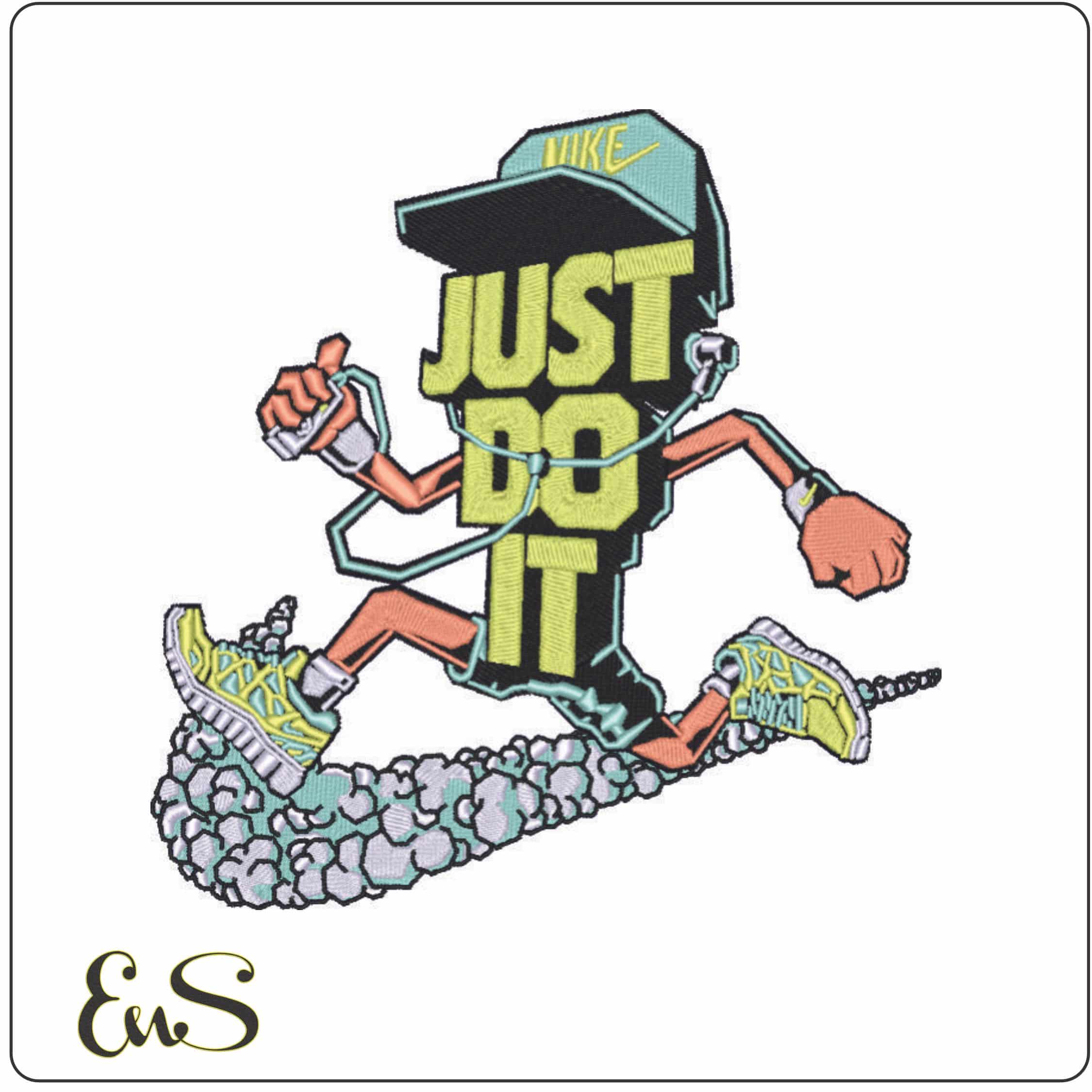 Just Do it Running-Elegant embroidery design file - instant download